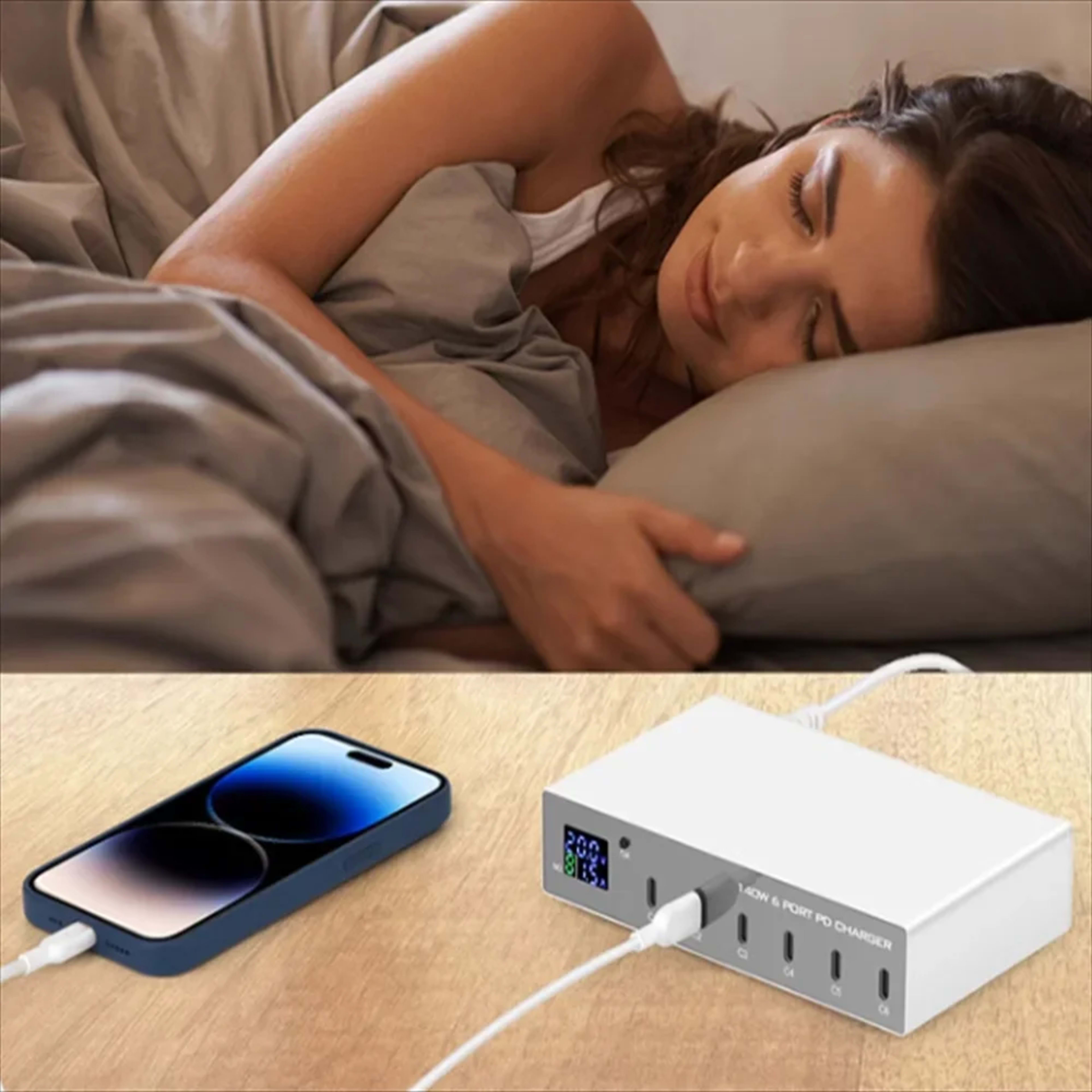 Phone Accessories 6 Port Phone Fast Charger USB Charger Adapter PD 30W Charger For Apple iPhone 14 13 12 Huawei Samsung  6