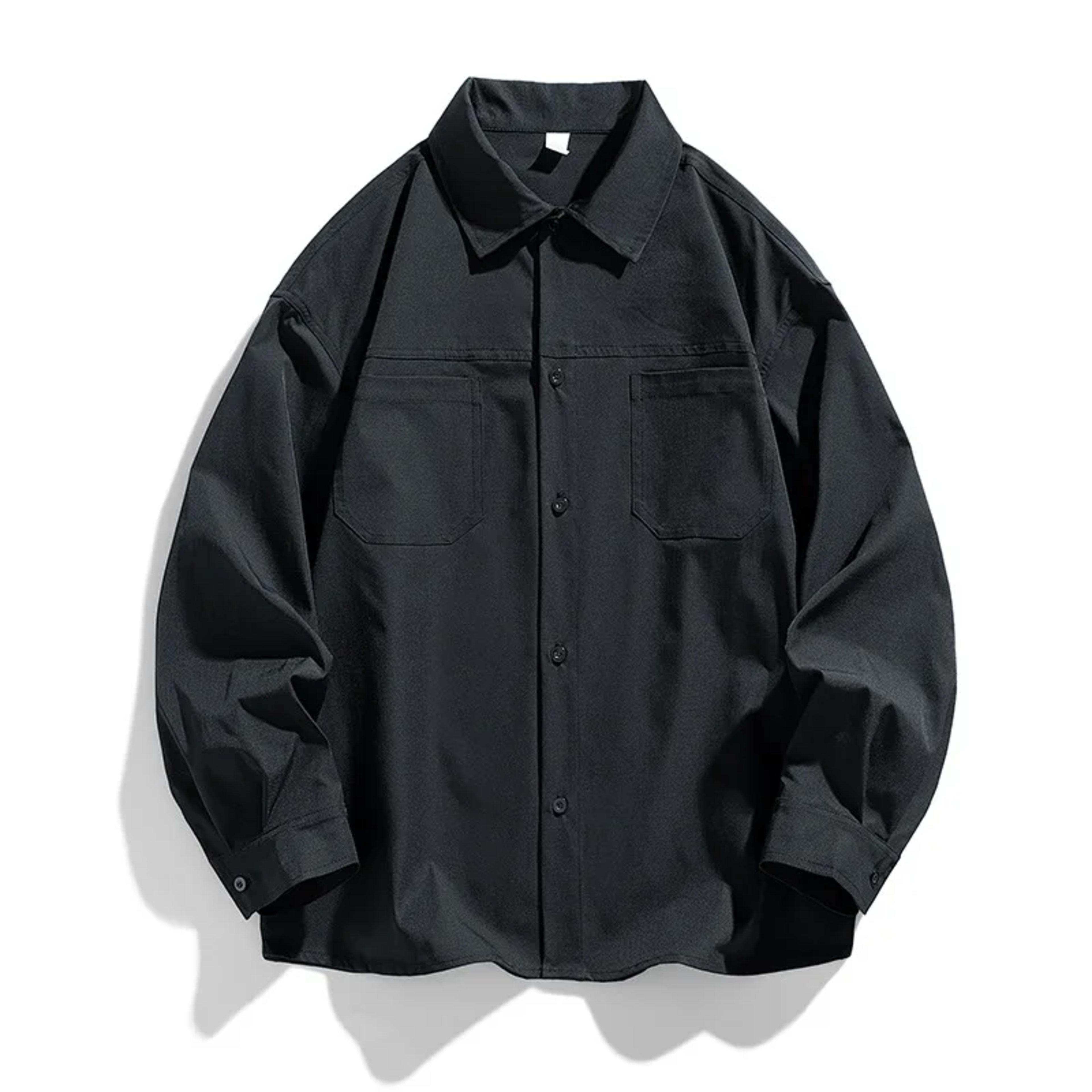 Men's men's jacket 2025 spring new style work-style lapel solid-color retro casual loose-fitting shirt coat