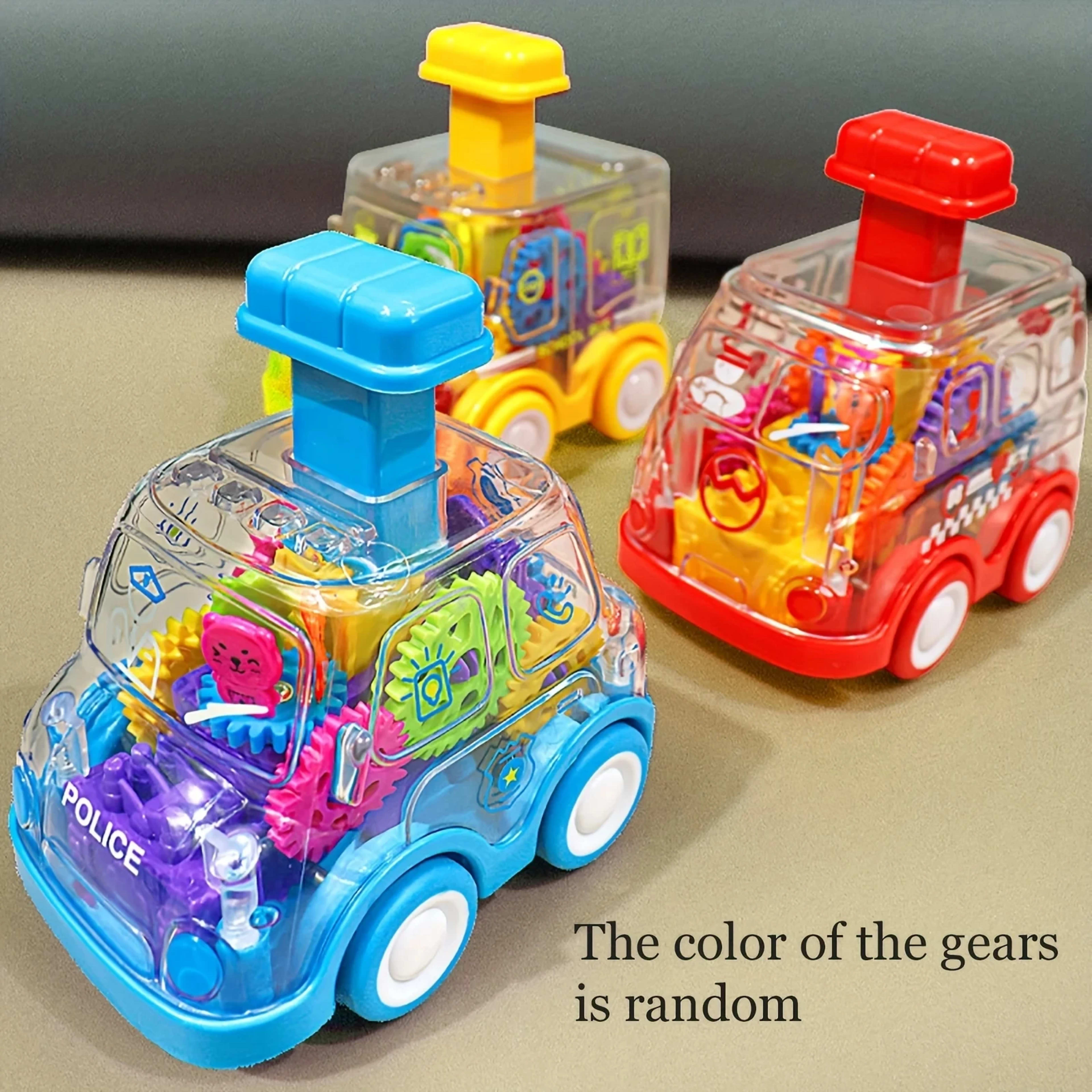 Baby Toy Cartoon Press Gear Car Toy Lnertia Pull-back Transparent Car Inertia Rebound Car Birthday Gifts for Kids Boys a