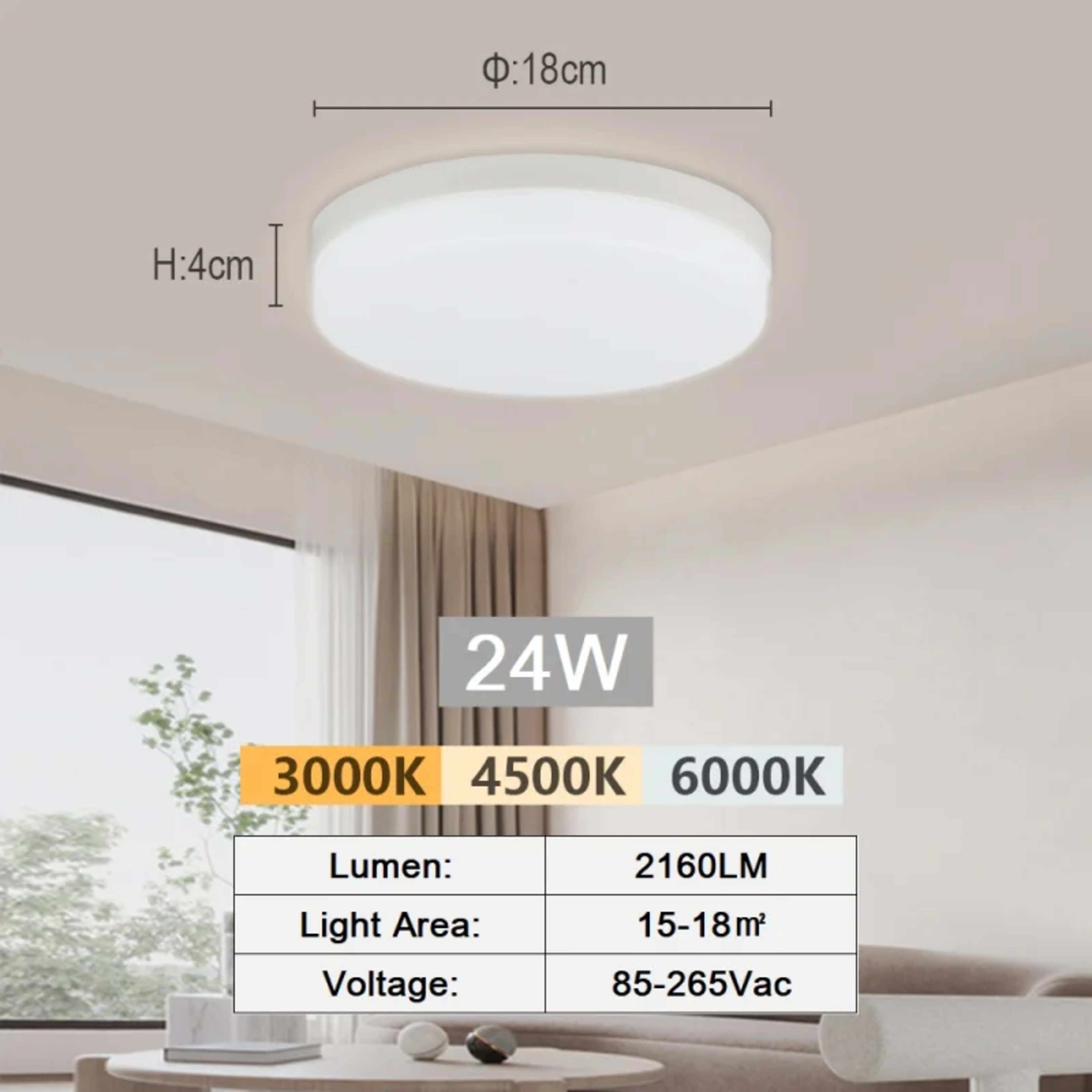 LED Ceiling Lamp 18-48W Flush Mount Fixture 3000K-6000K Daylight Modern Home Lighting for Bedroom  Living Room  Kitchen  12