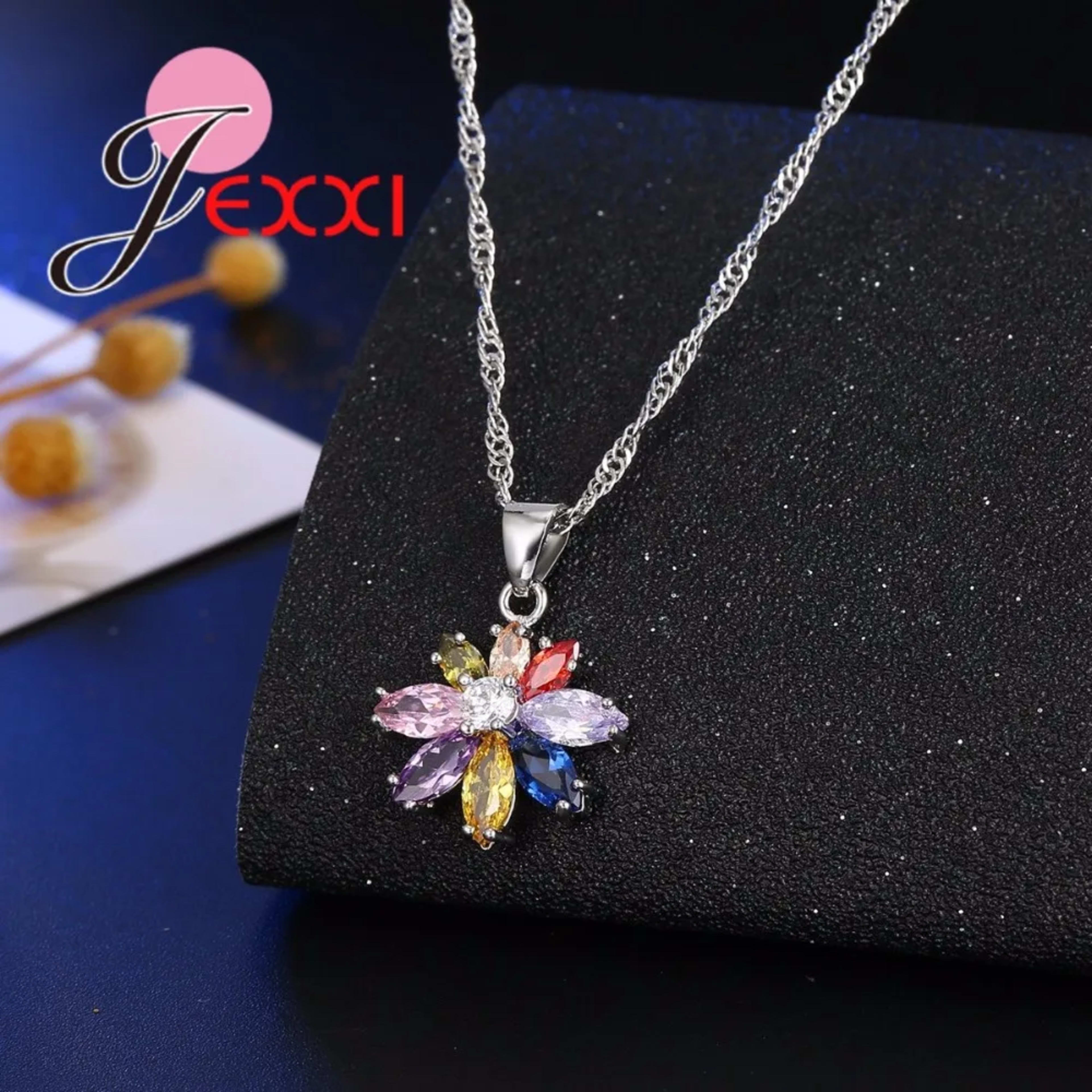Women Pretty Jewelry Decoration Hot 925 Sterling Silver Cubic Zirconia Jewelry Set Pendant Necklace Earring Sets Promoti 4