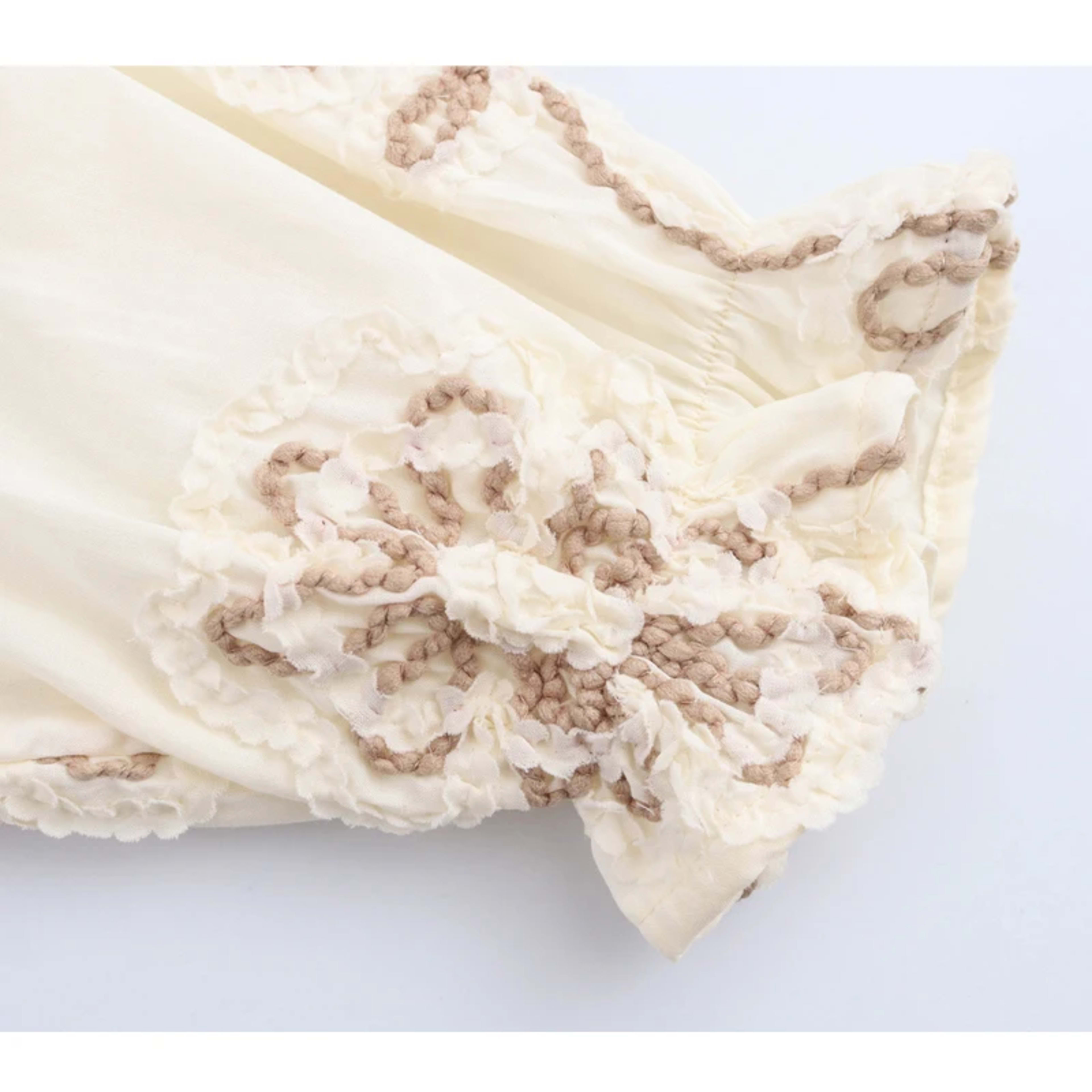 MUJER Flower Embroidered Blouses for Women Tassel Casual Shirts and Blouses Woman Ruched Beach Women's Blouse Summer Boh 5