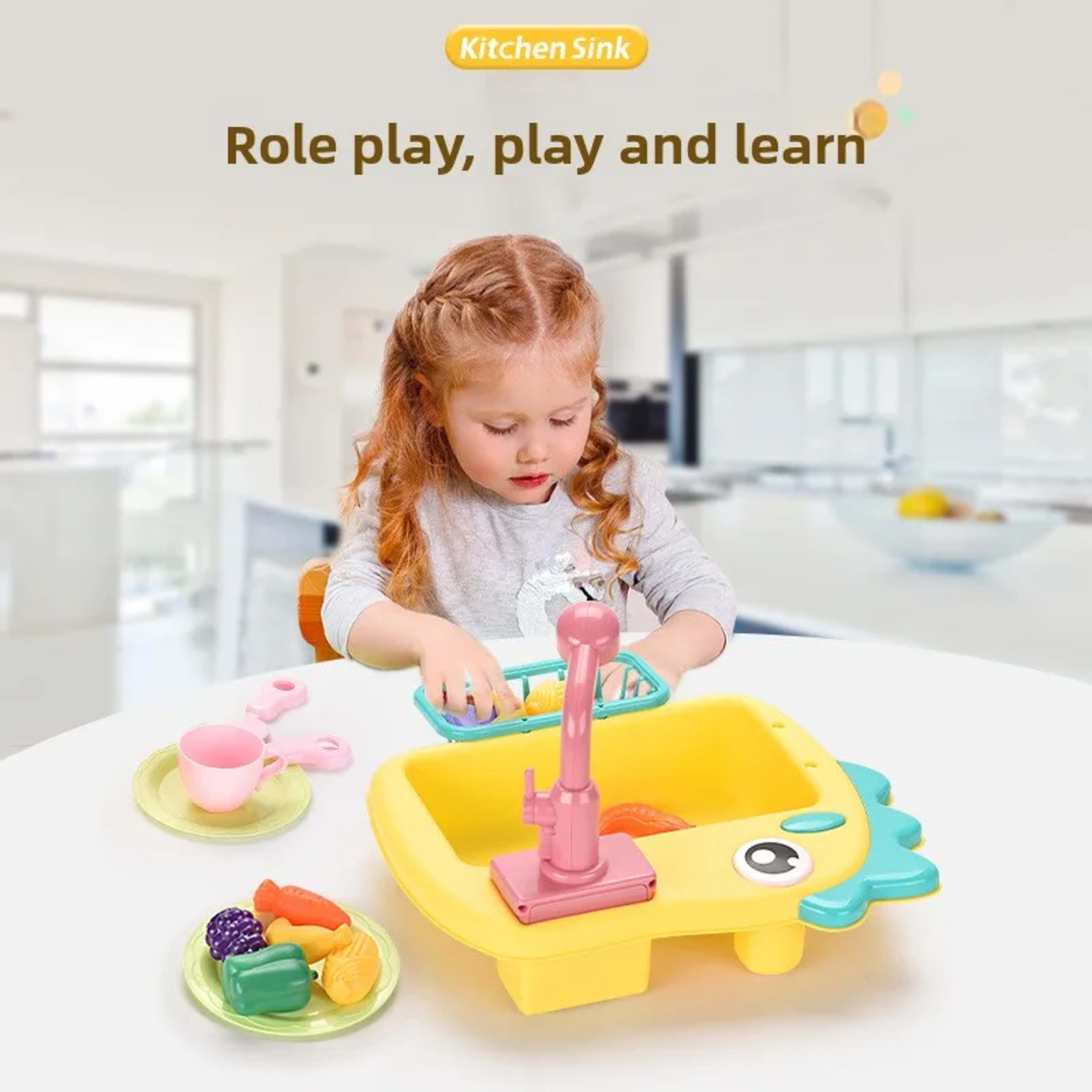 Kitchen Sink Toys Kitchen Toys for Kids with Tableware Accessories Vegetable Fruit Fishing Games for Toddlers Kids Kitch 1