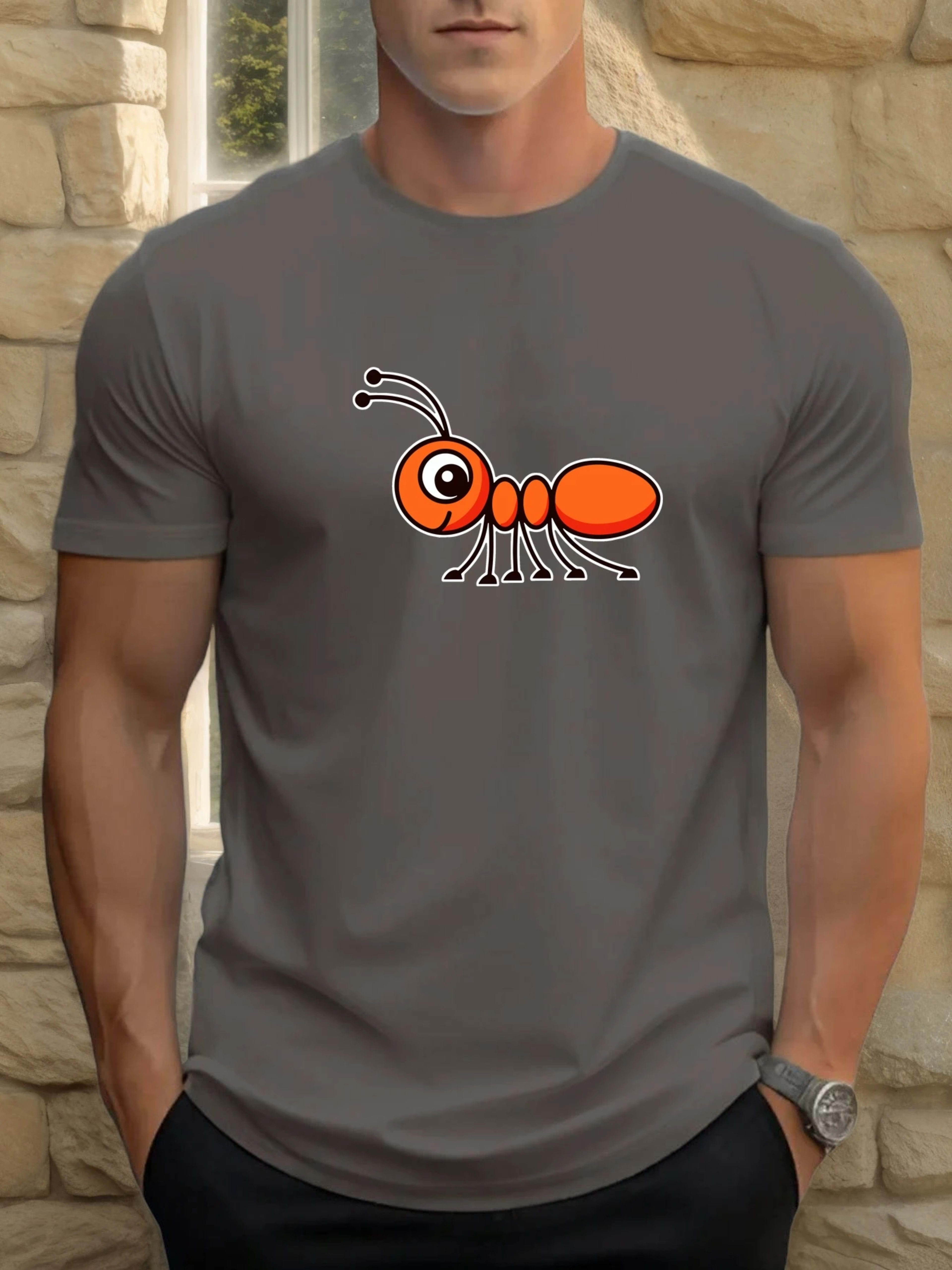 T Shirts For Men Ant 100% Cotton Graphic Printing Summer Round Neck T-Shirt Casual Breathable Street Style Daily Top 9