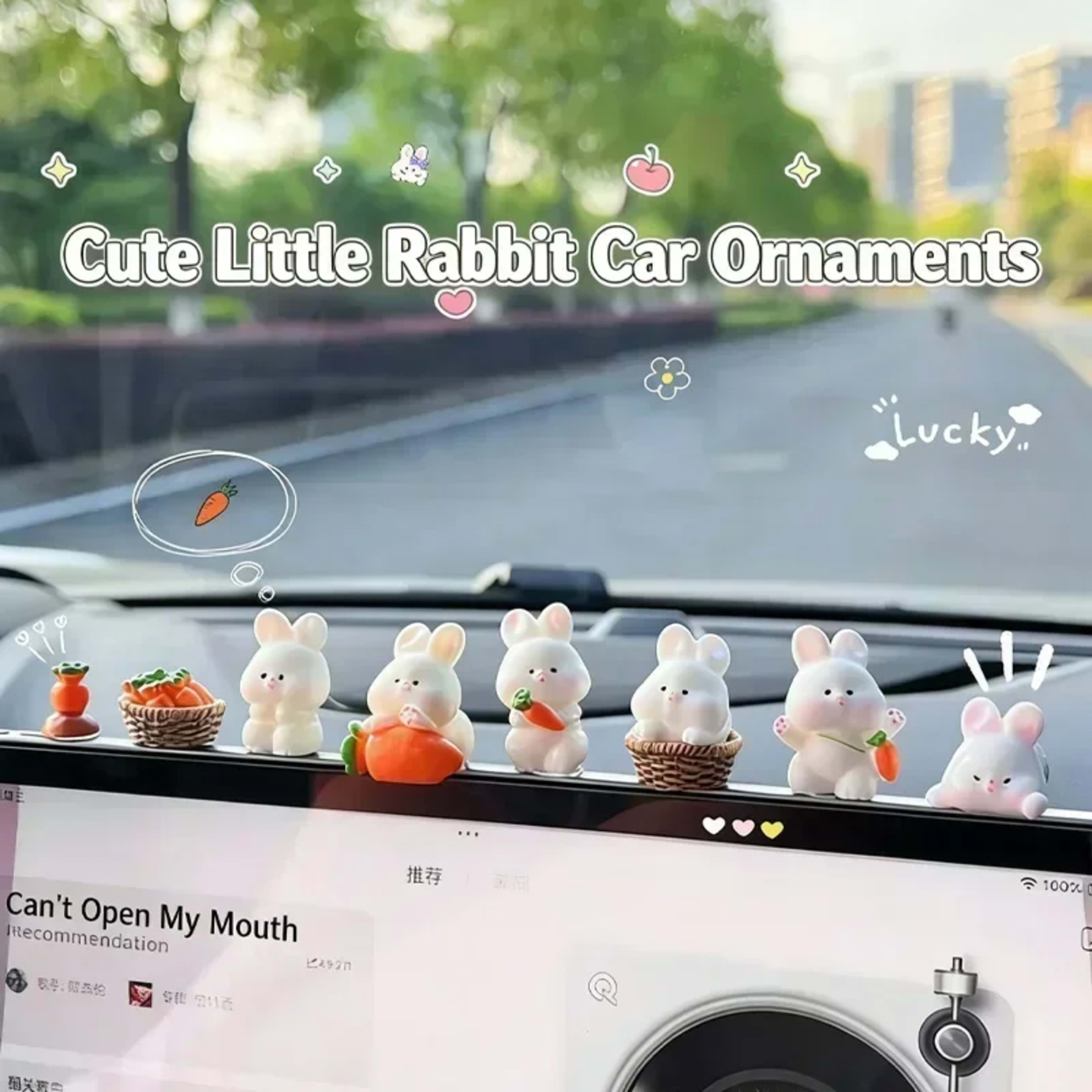 Car Interior Accessories, Car Center Console Decorations, Cute Bunny Car Accessories, Electric Vehicle Accessories 4