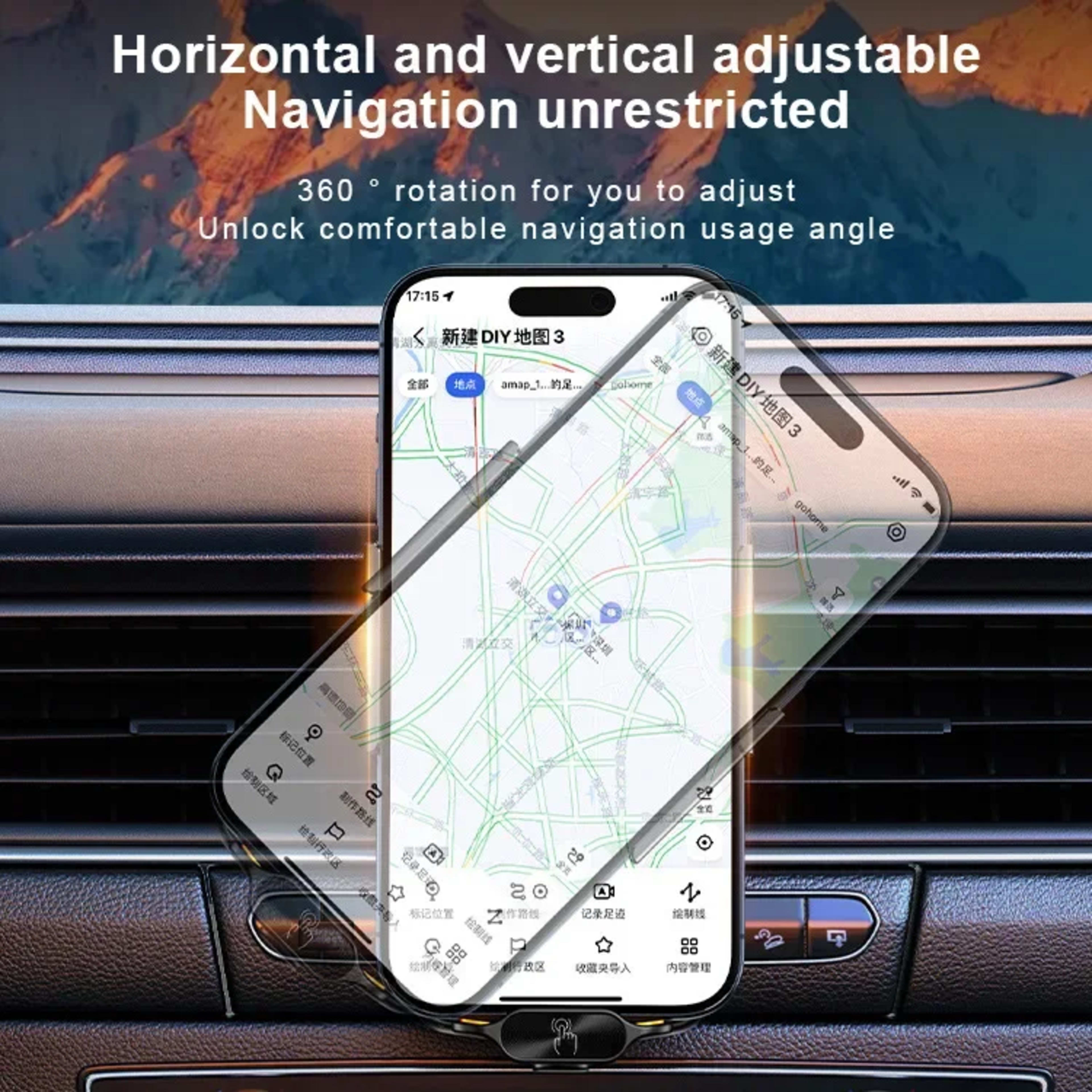 car accessories interior mounts phone holder support for cell phone bracket 15w wireless charging Transparent Technology 5