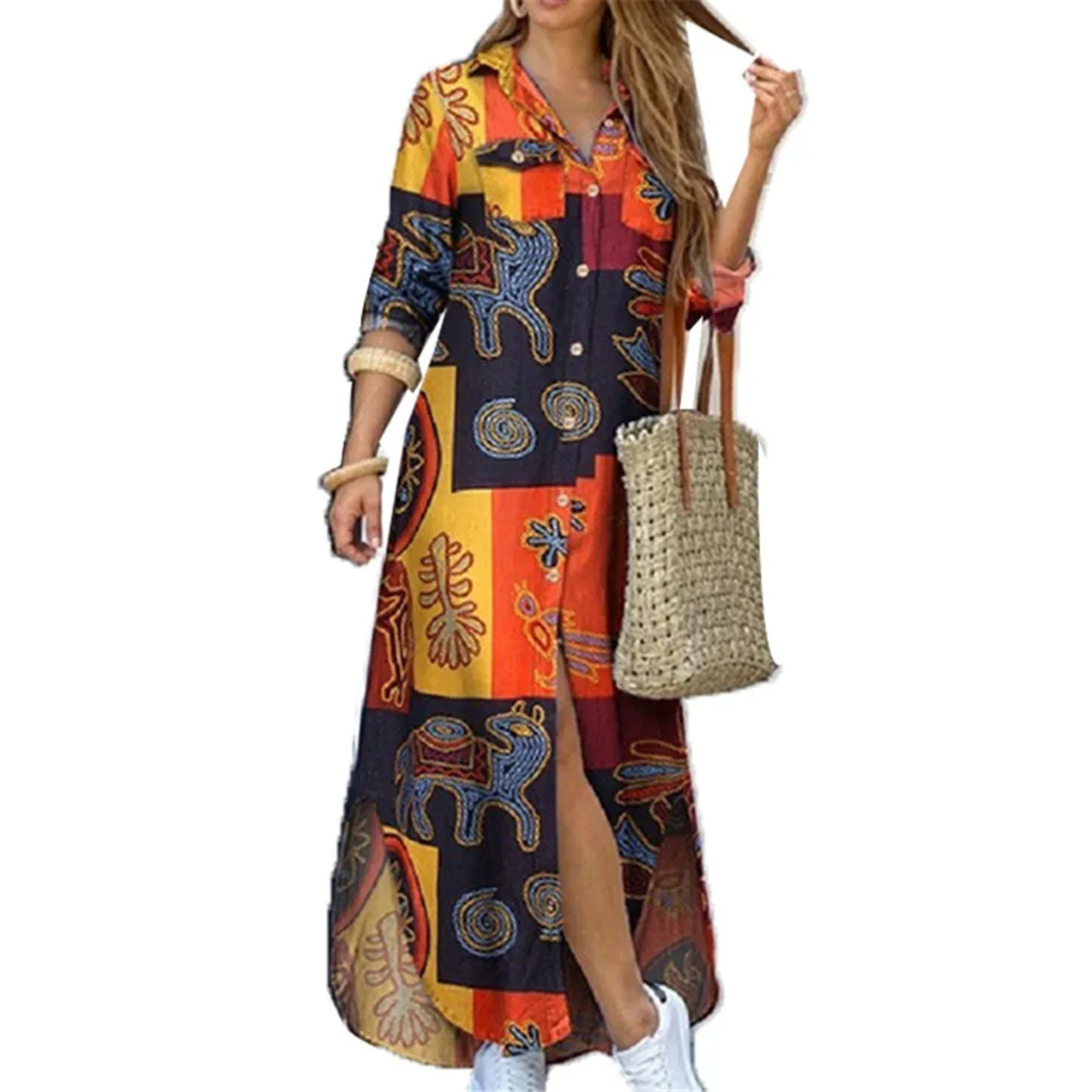 Women Dresses 2026 new fashion sexy single-breasted long dress loose lapel spring autumn women's clothing vestidoes 12