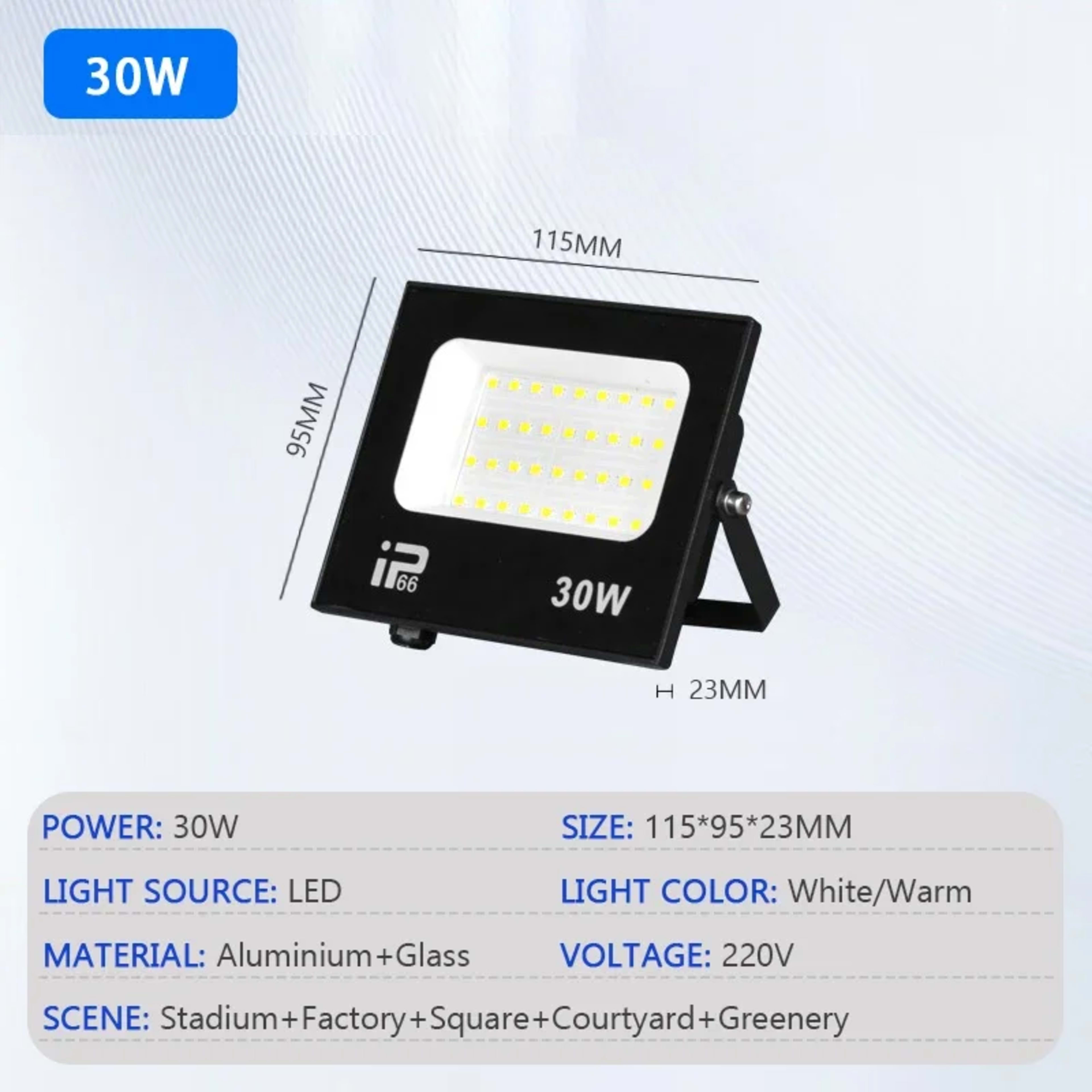 LED Floodlight Outdoor IP66 Waterproof Path Light Spotlight 10W 20W 30W 50W 100W 200W Outdoor Garden Porch Courtyard Lam 9