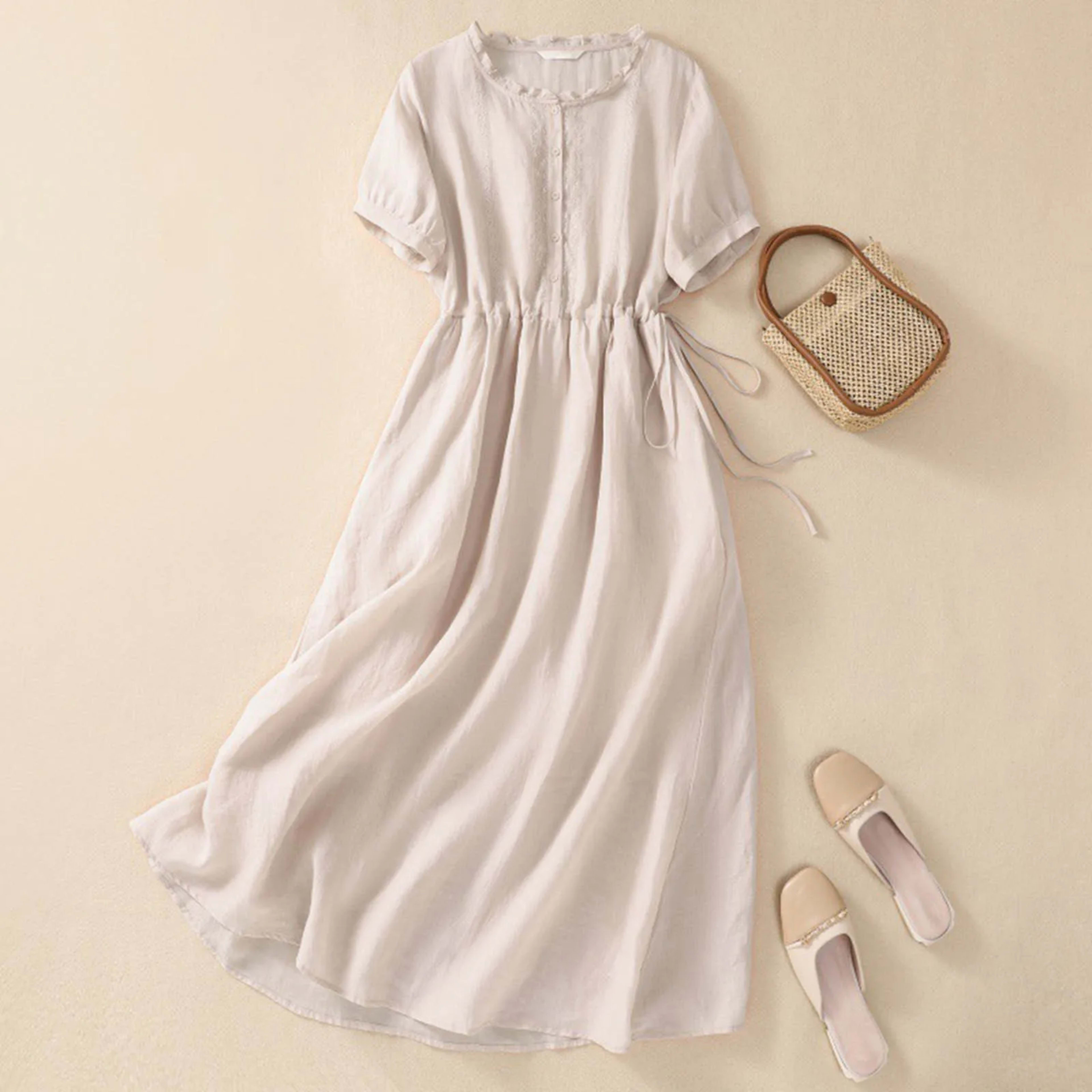Women'S Elegant Dresses Outfits Womens New Cotton And Art Commuting Simple And Solid Color Light Vestidos En Oferta Liqu