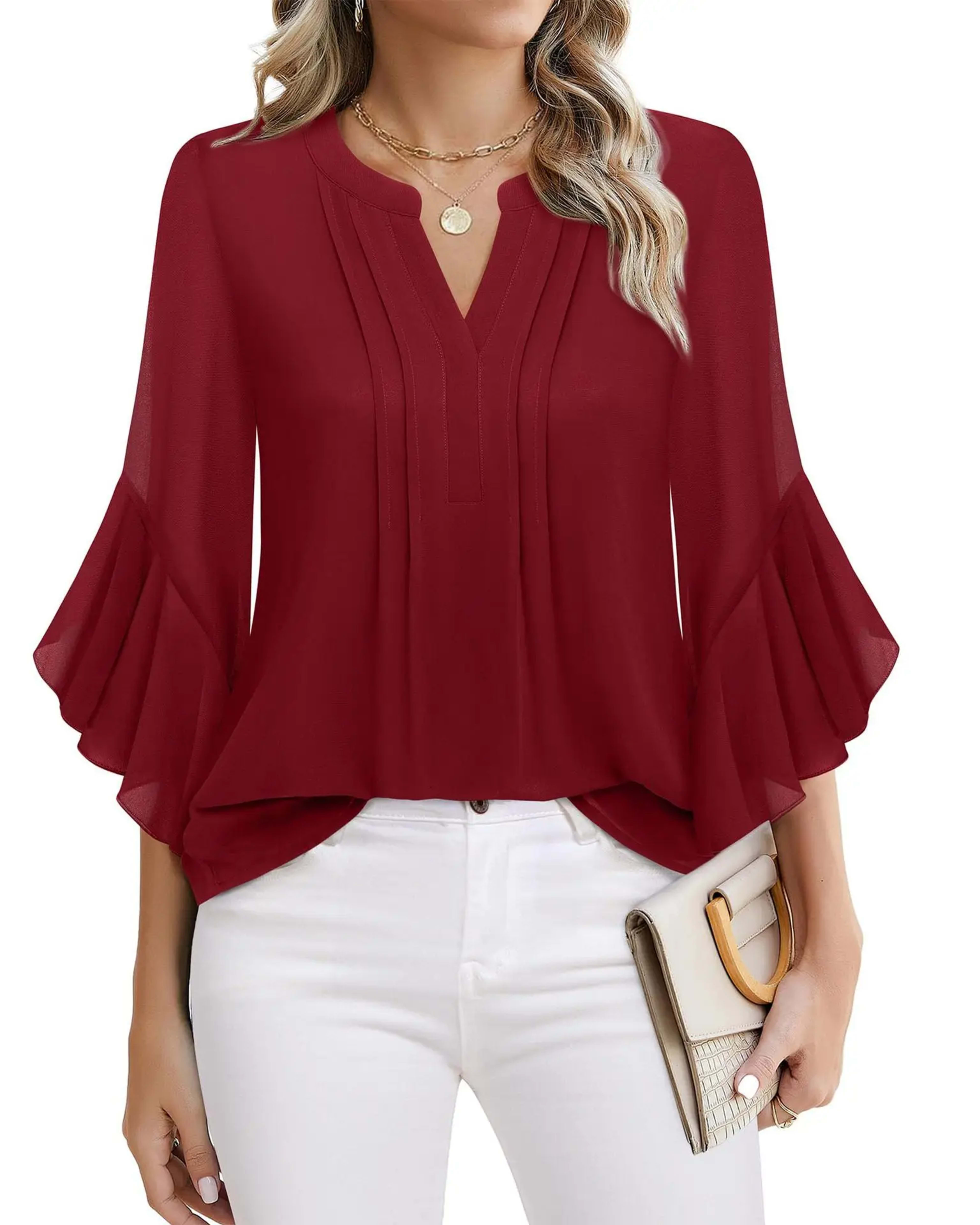 Fashion Woman Blouse Shirts For Women Stylish Top Casual Wave Point Print Tops Female Elegant Chiffon Mujer Woman Clothe 11