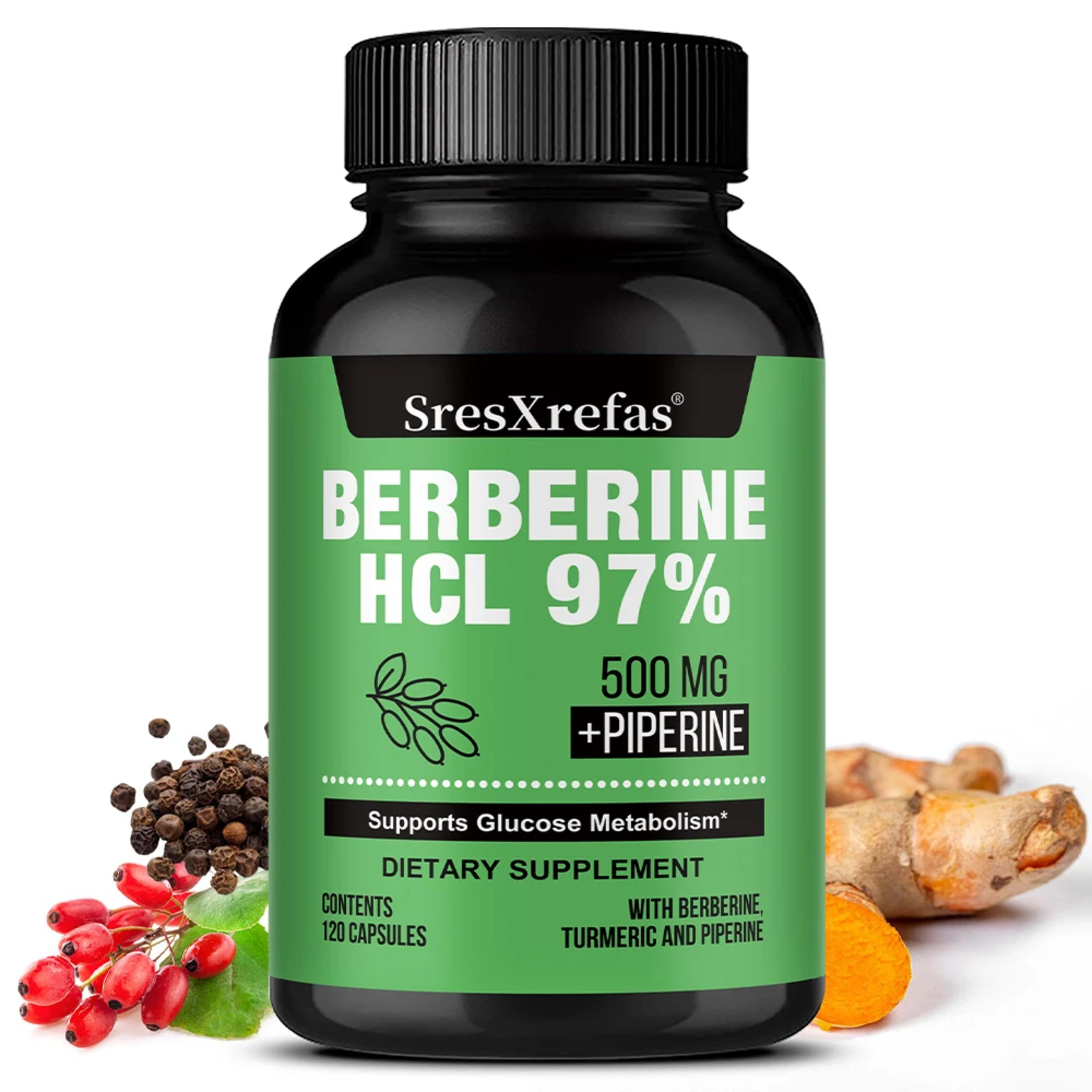 Berberine HCl, Berberine Supplement 500mg Per Serving - Supports Heart Health, Immune System, Healthy GI, Healthy Choles 1