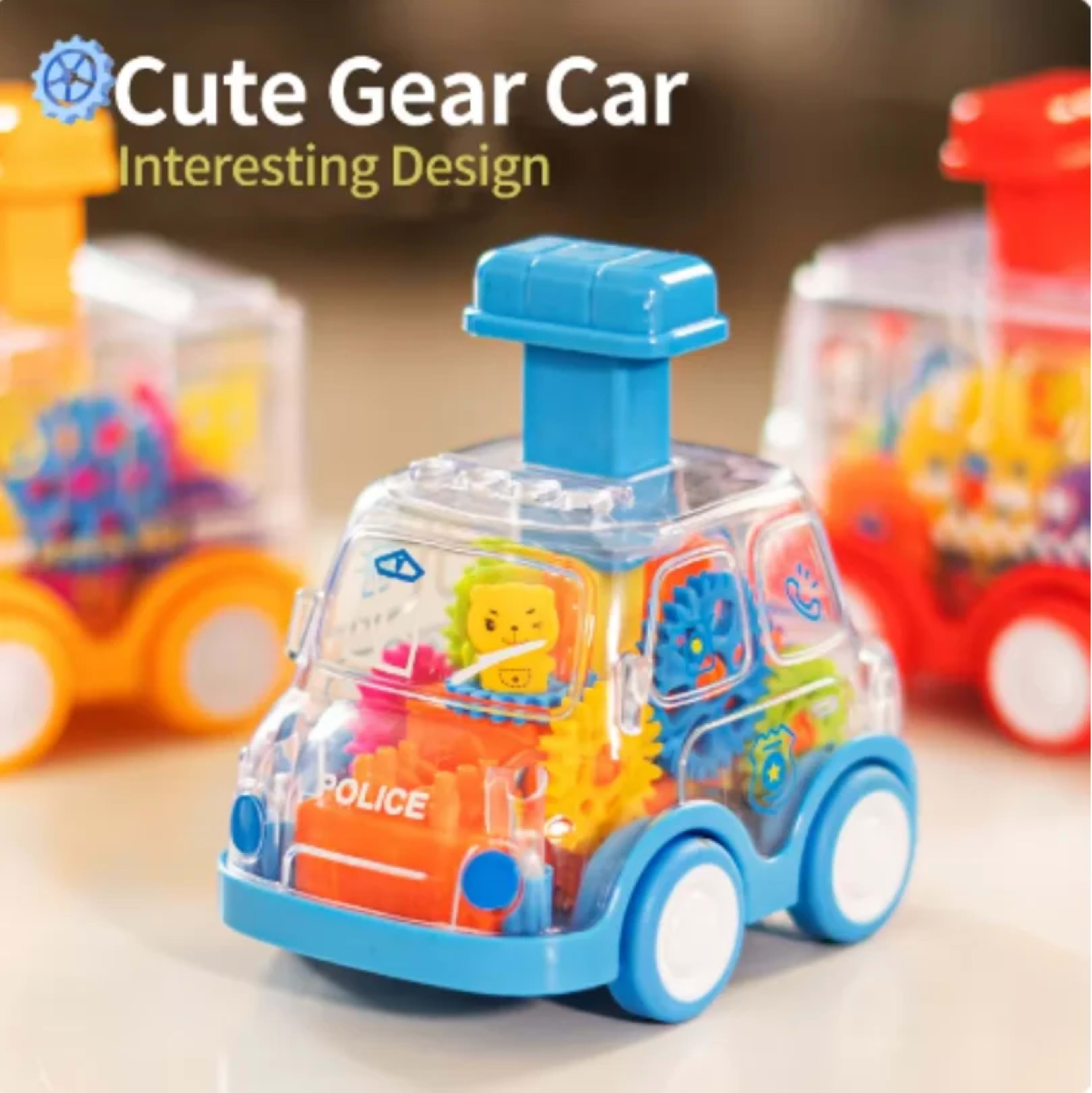 Baby Toy Cartoon Press Gear Car Toy Lnertia Pull-back Transparent Car Inertia Rebound Car Birthday Gifts for Kids Boys a 2
