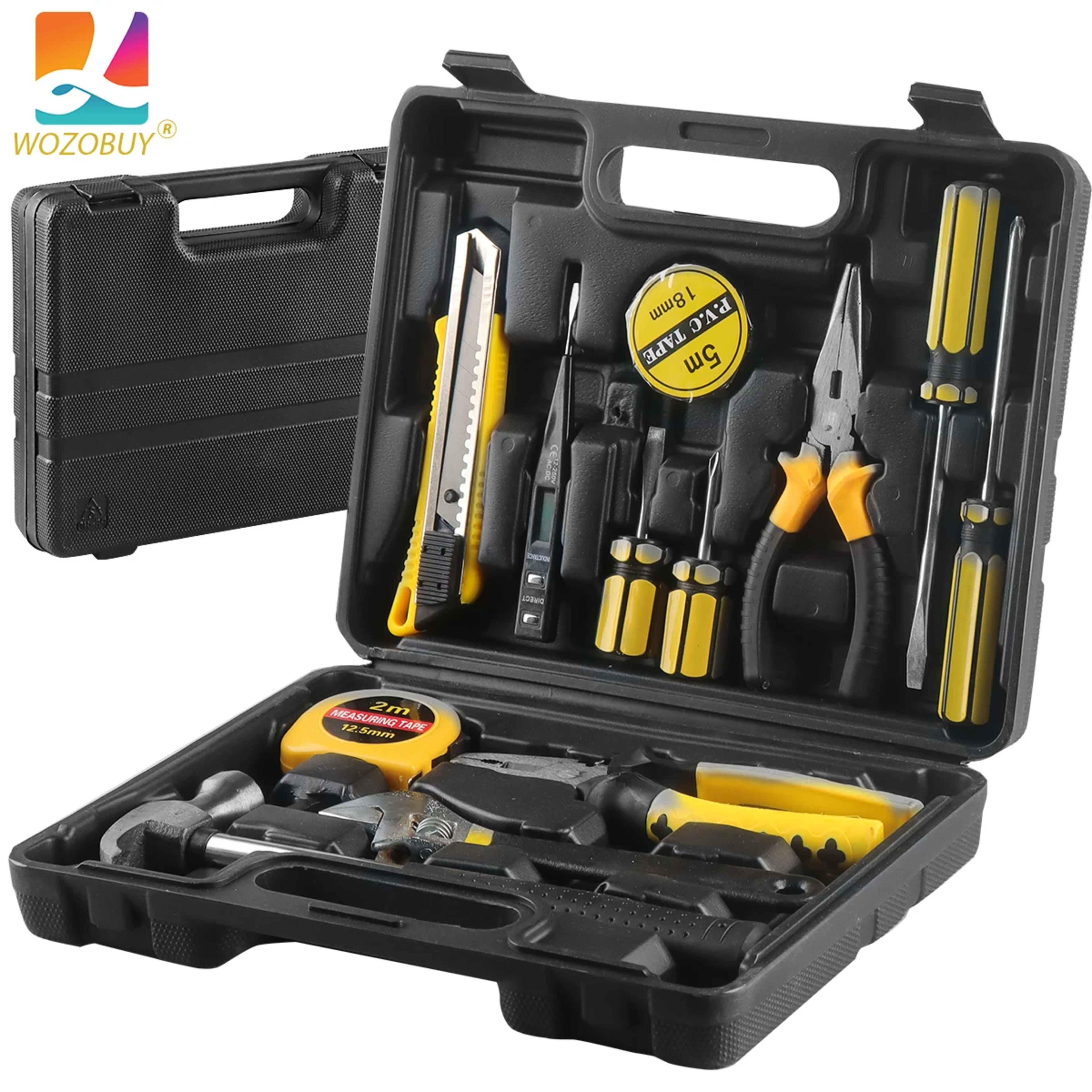 8/9/12/13Piece Tools Set General House hold Hand Tool Kit with Plastic Toolbox Storage Case Used to Car repair And home