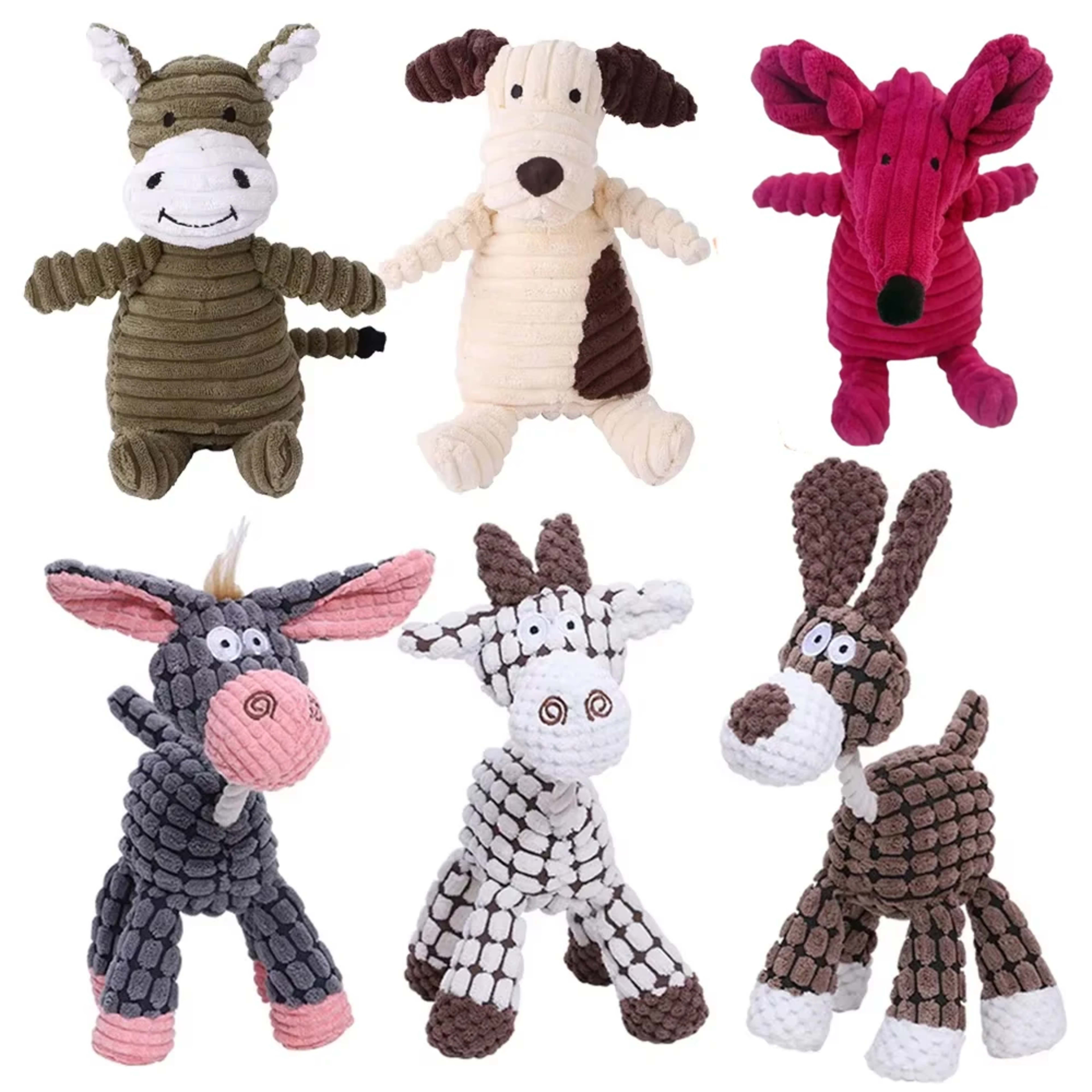 Plush Dog Toy Animals Shape Bite Resistant Squeaky Toys Corduroy Dog Toys for Small Large Dogs Puppy Pets Training Acces 1