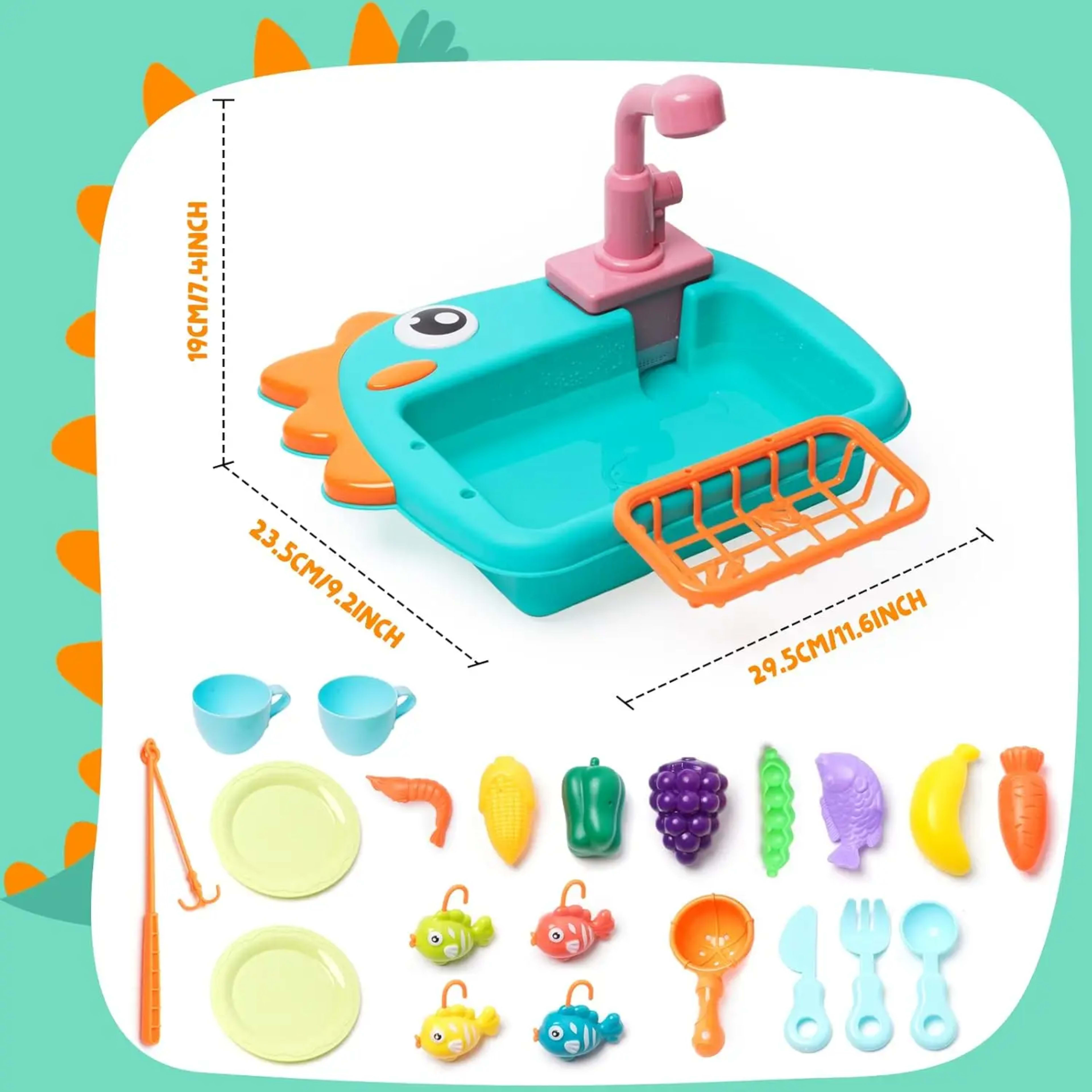 Kitchen Sink Toys Kitchen Toys for Kids with Tableware Accessories Vegetable Fruit Fishing Games for Toddlers Kids Kitch 6