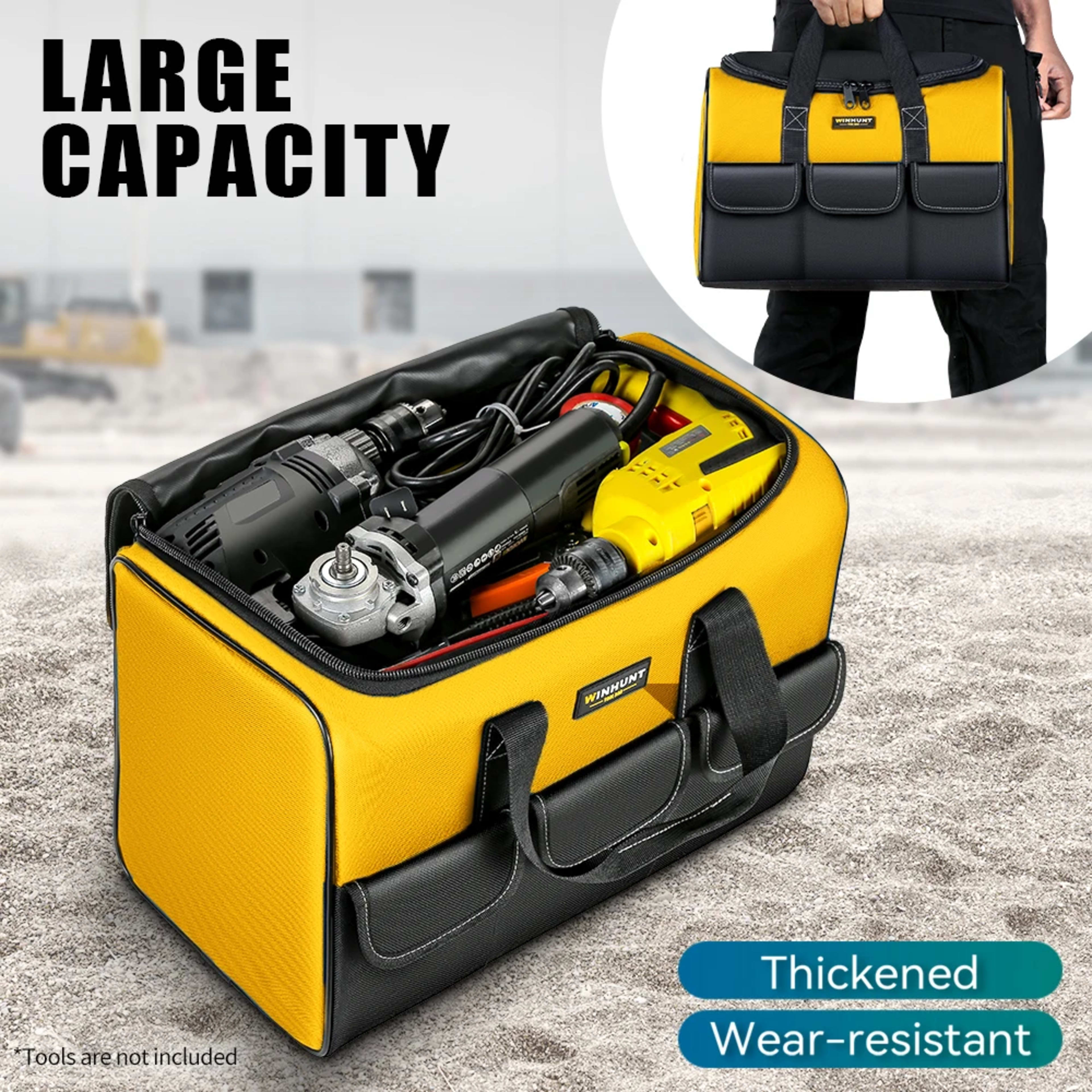 17 Inch Tool Bag, Large Tool Bag with 6 Exterior Pockets Electrician Tool Bag, for DIY Enthusiasts and Craftsmen 6