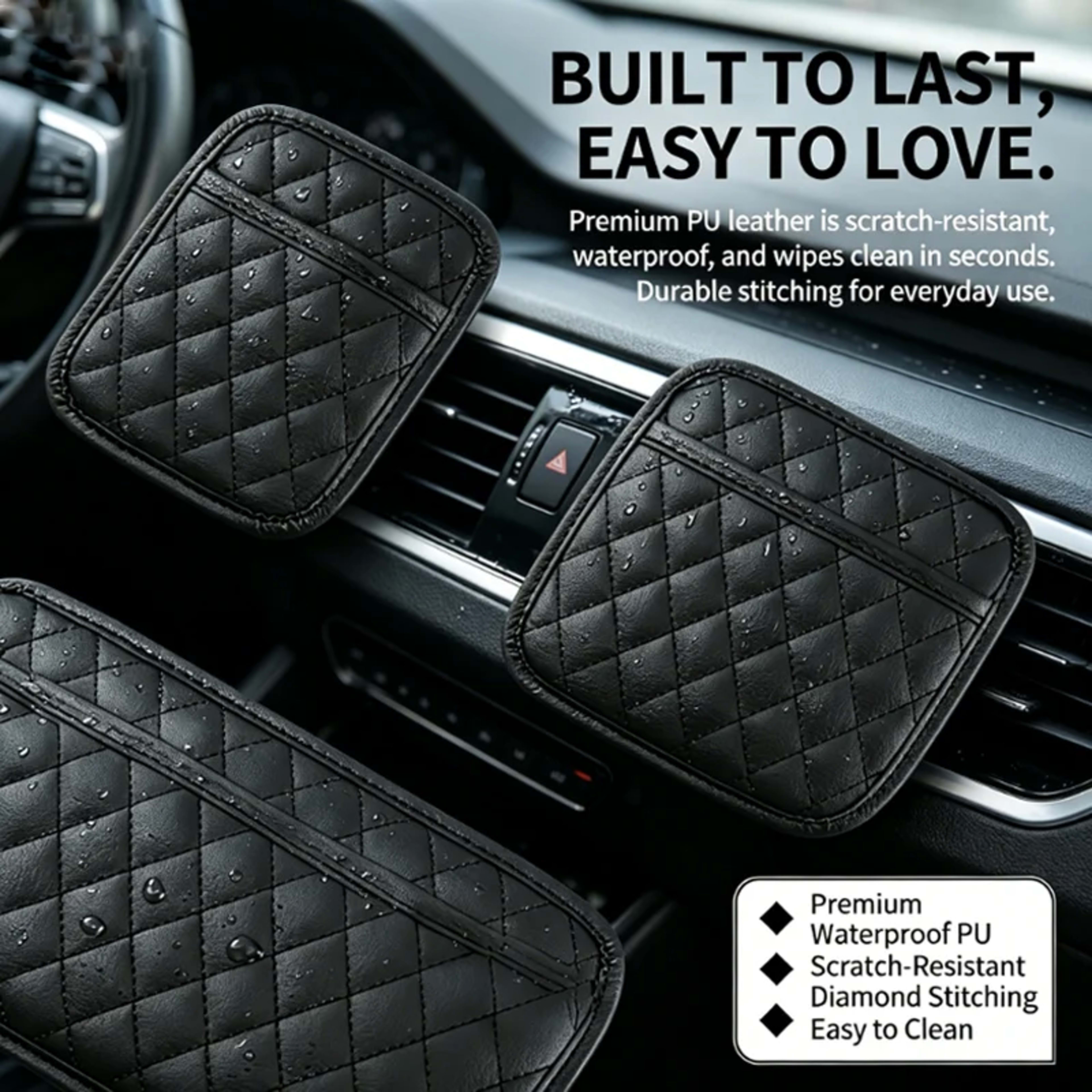 CAR ACCESSORIES MEN - 1 PIECE PU LEATHER CAR SEAT ORGANISER, MOBILE PHONE SUNGLASSES STORAGE, WATERPROOF DOCUMENT HOLDER 2