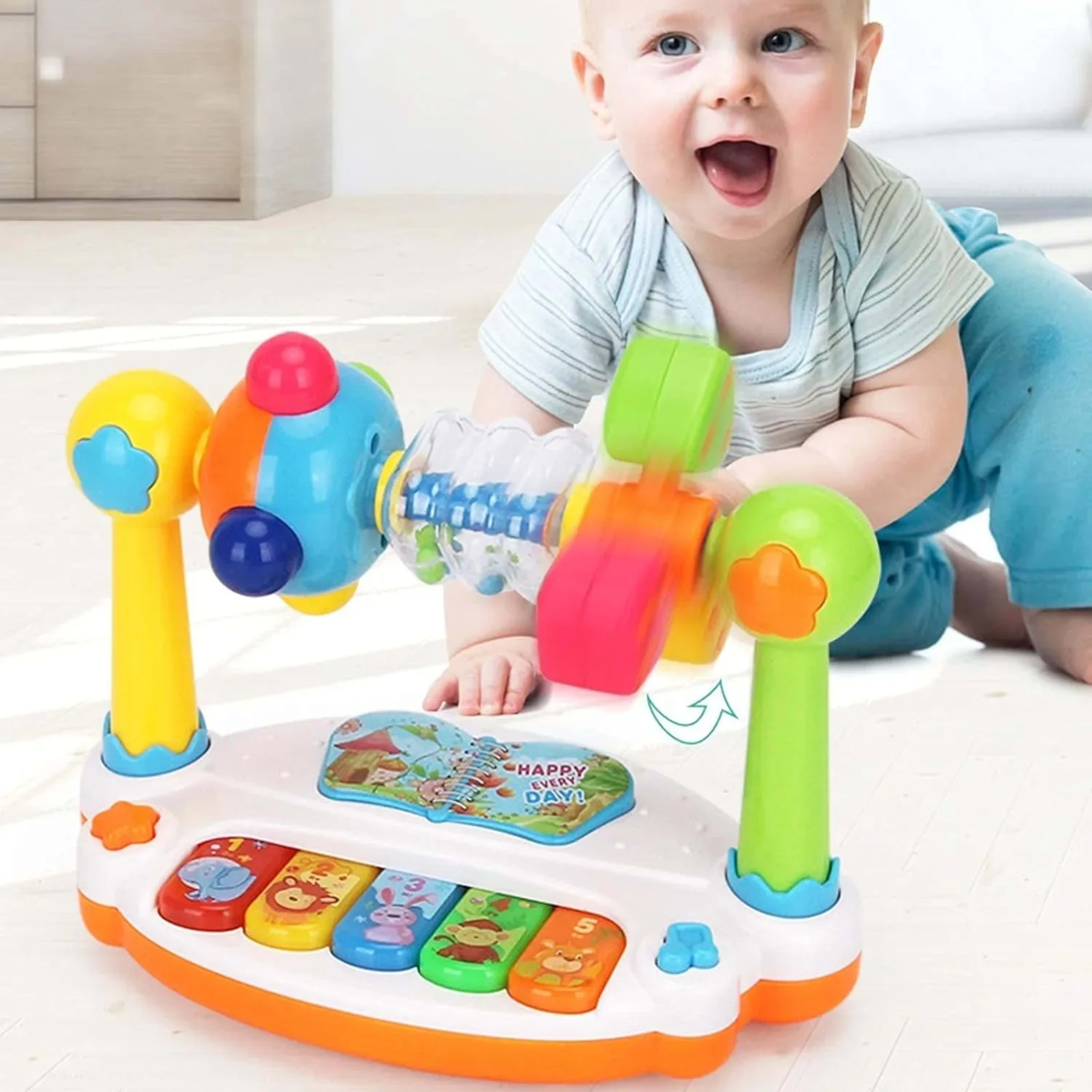 Baby Piano Toys Kids Rotating Music Keyboard Light Sound, Musical Toy for Toddlers,Early Educational Music Toy Gift Rand