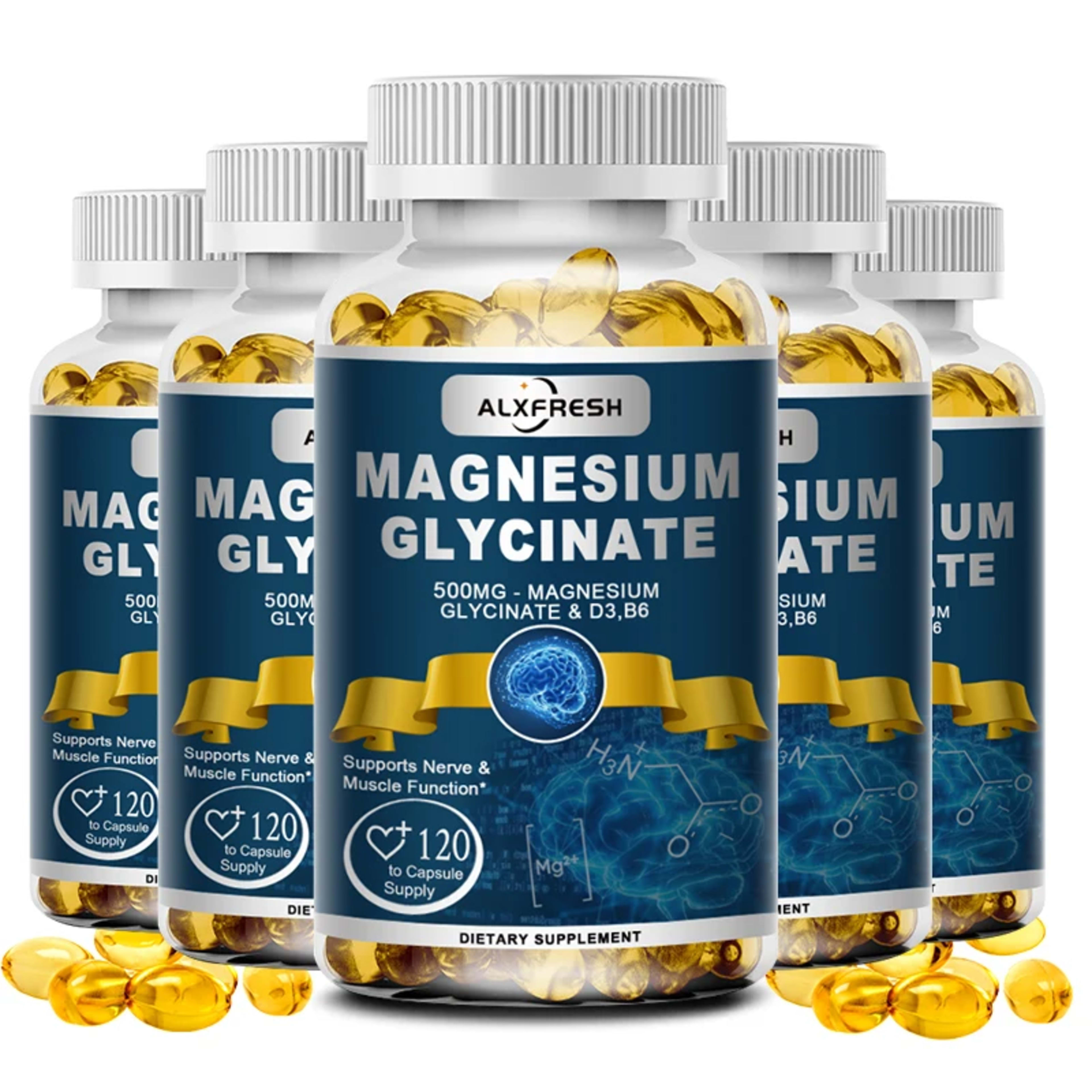 Magnesium Glycinate Supplement Zinc,Vitamin D3 B6, Support Muscle & Nervous, Immune System Tiredness Health 8