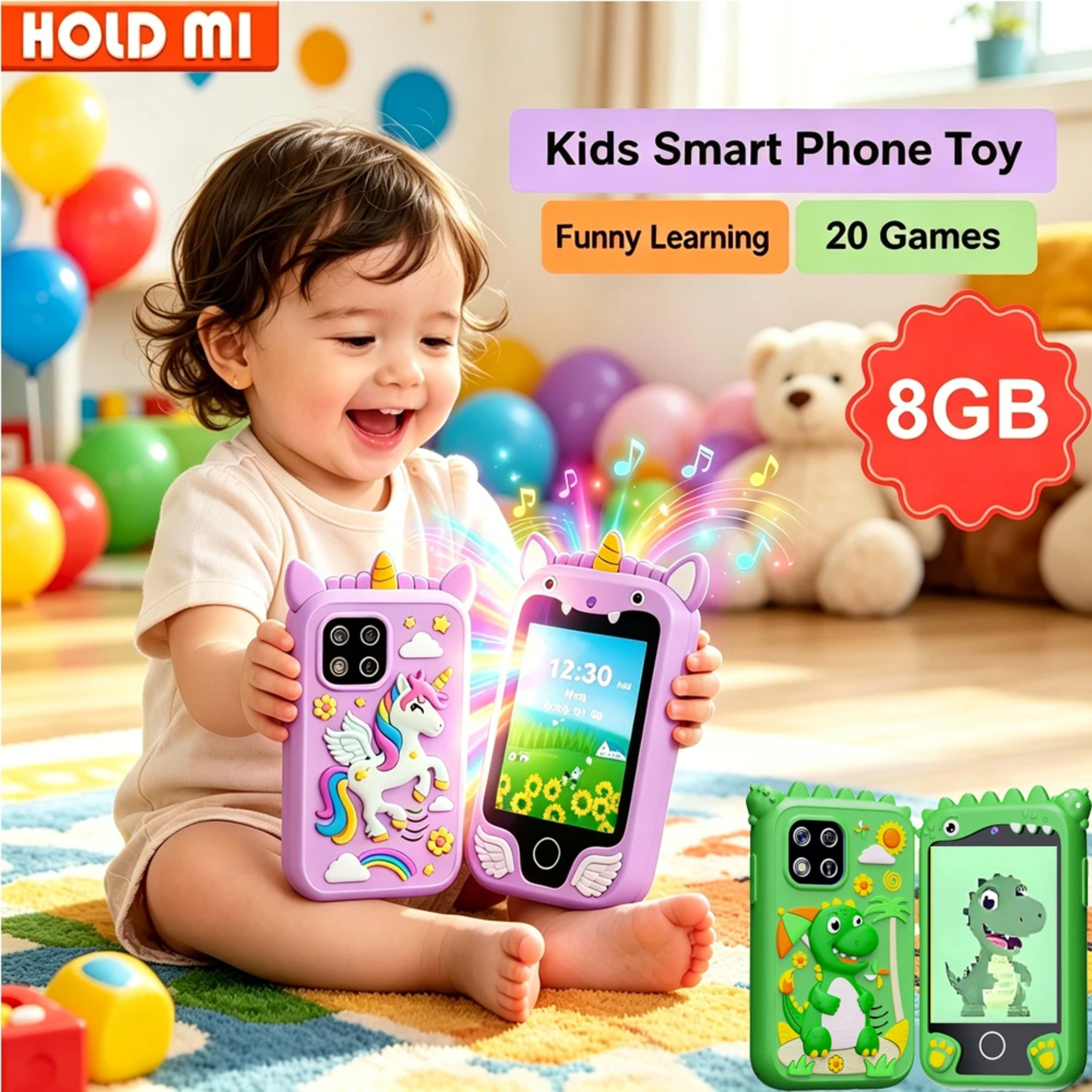 Baby Phone Toy Educational Simulation Mobile Toy with Games Music Stories Video Toddler Learning Play Phone Gift for Kid 1