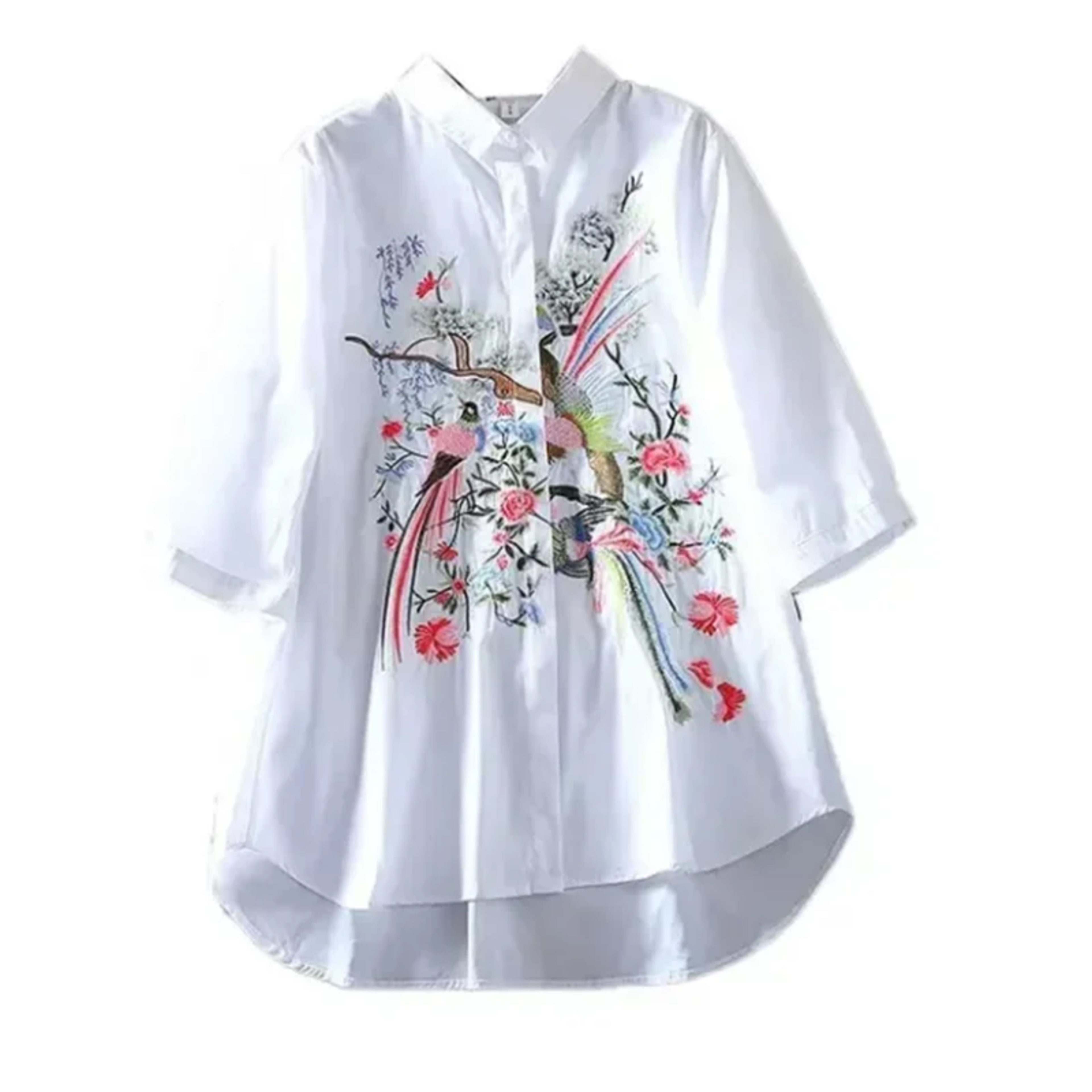 Literature Art Blouse For Women Shirt China Blusas Chic Embroidery Flower Blouses Loose Shirt Medium Length Vintage shir 4