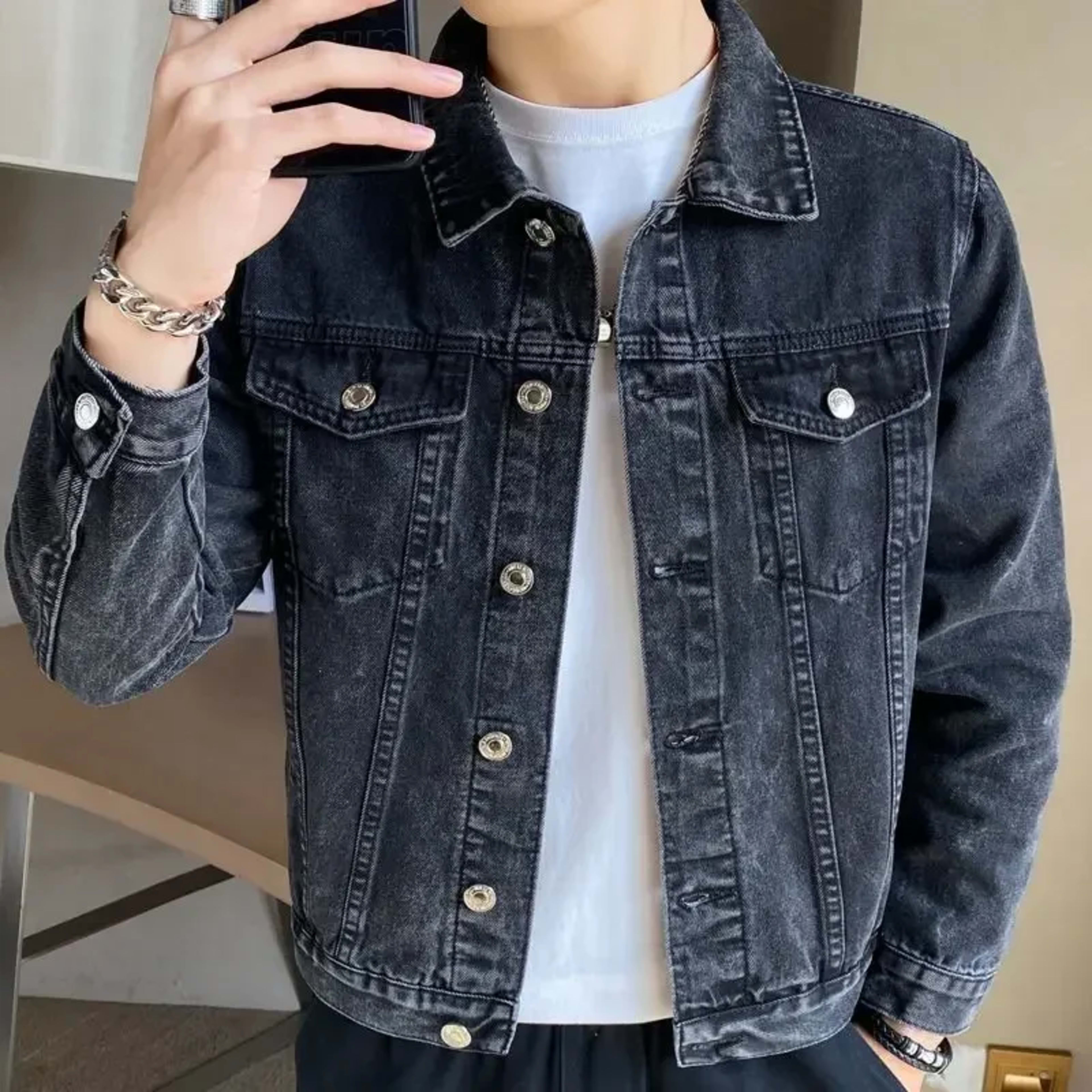 Jeans Coat for Men Black Autumn Denim Jackets Man High Quality Winter 2025 Low Cost Joker Fashion Large Size Menswear Ne