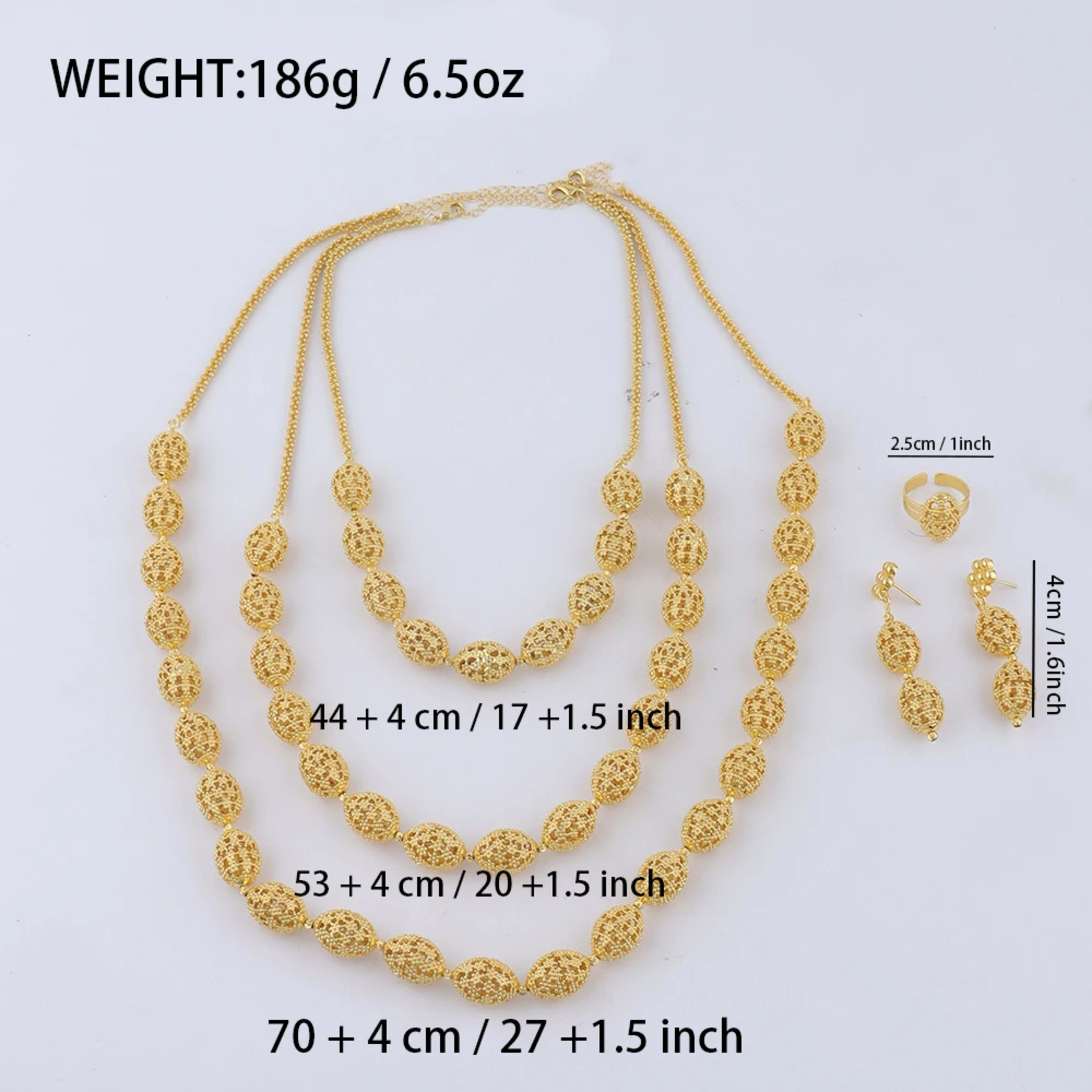 women  jewelry set indian arabic african ethiopian golden color jewelry set Hollow Out Oval Necklace Earrings Ring free  2