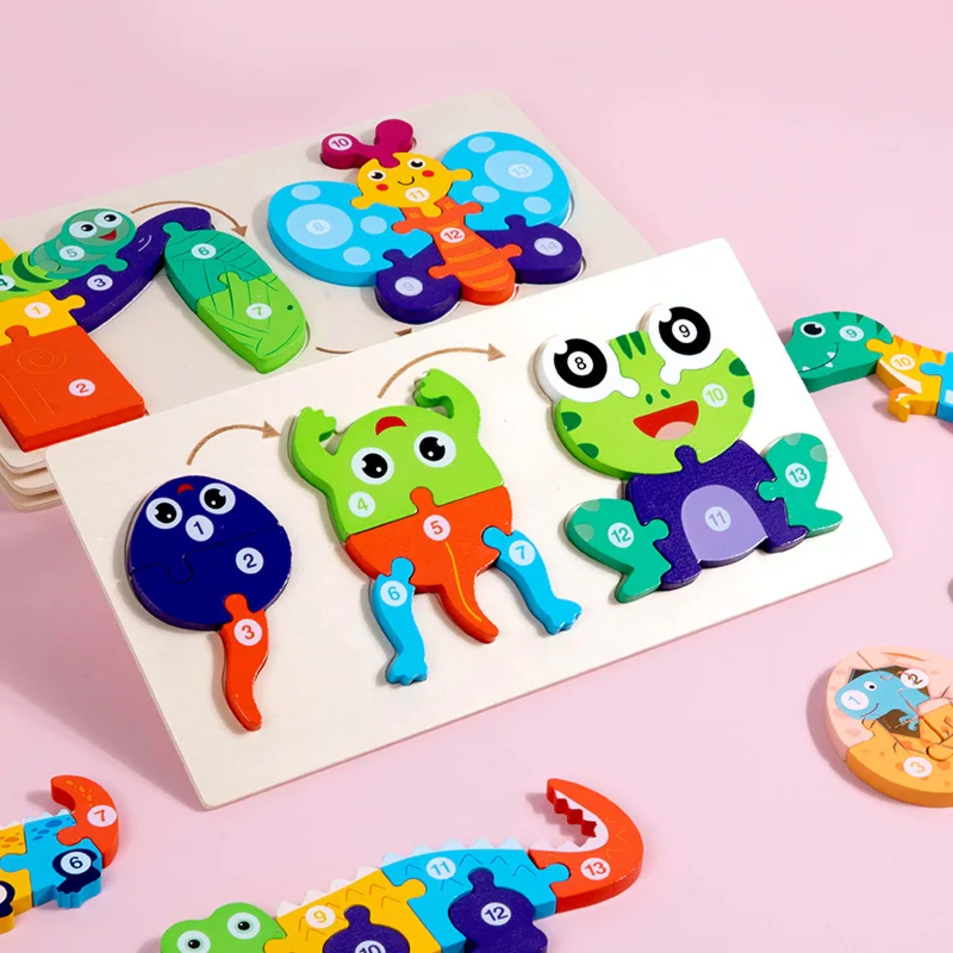 Baby Toy Wooden 3D Puzzle Toys Life cycle puzzle Cartoon Jigsaw For Children Baby Early Education Intelligence for Kids 2