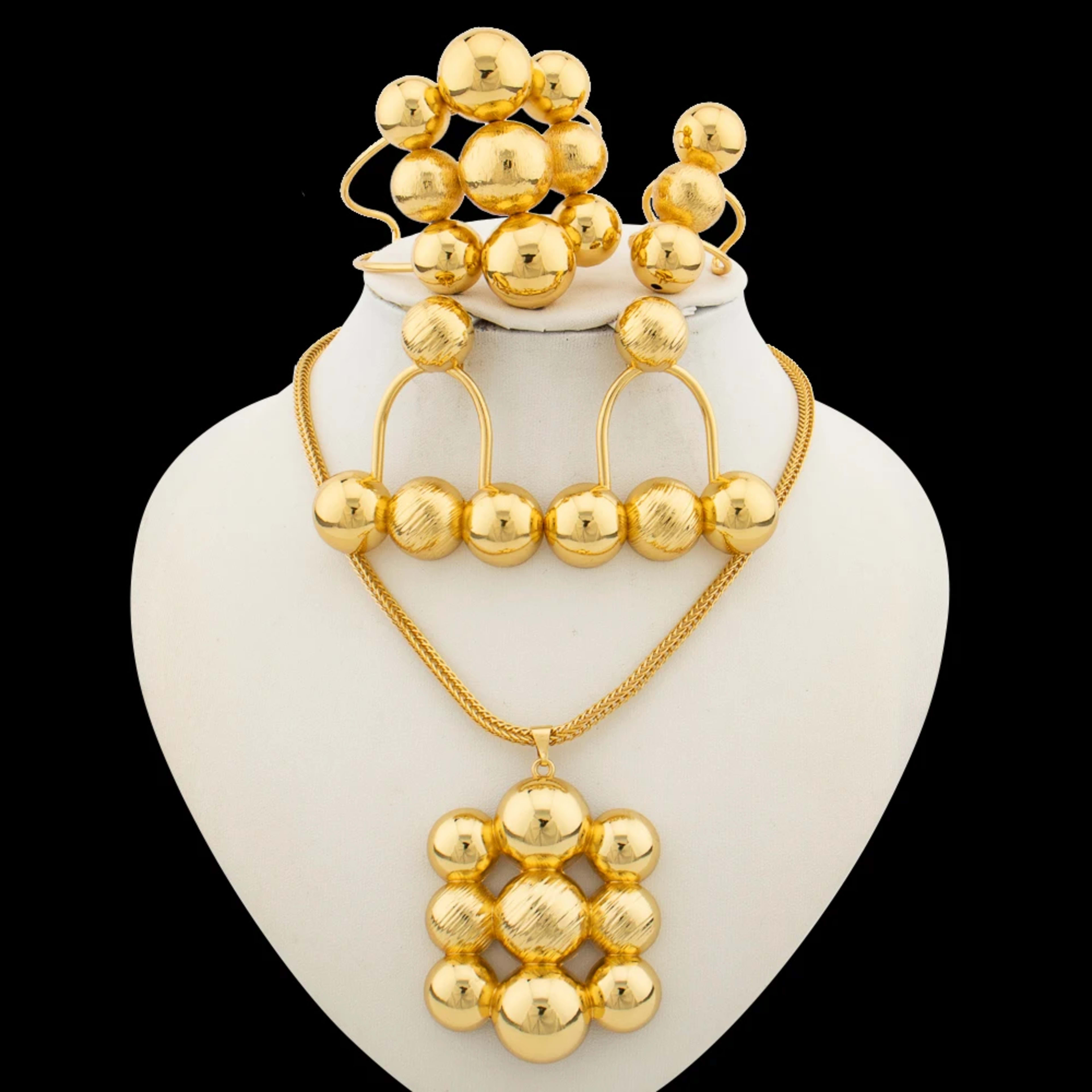 Jewelry Set for Women Luxury Pendant Necklace and Dangle Earrings Weddings Bridal Bangle Ring Set Gifts 3