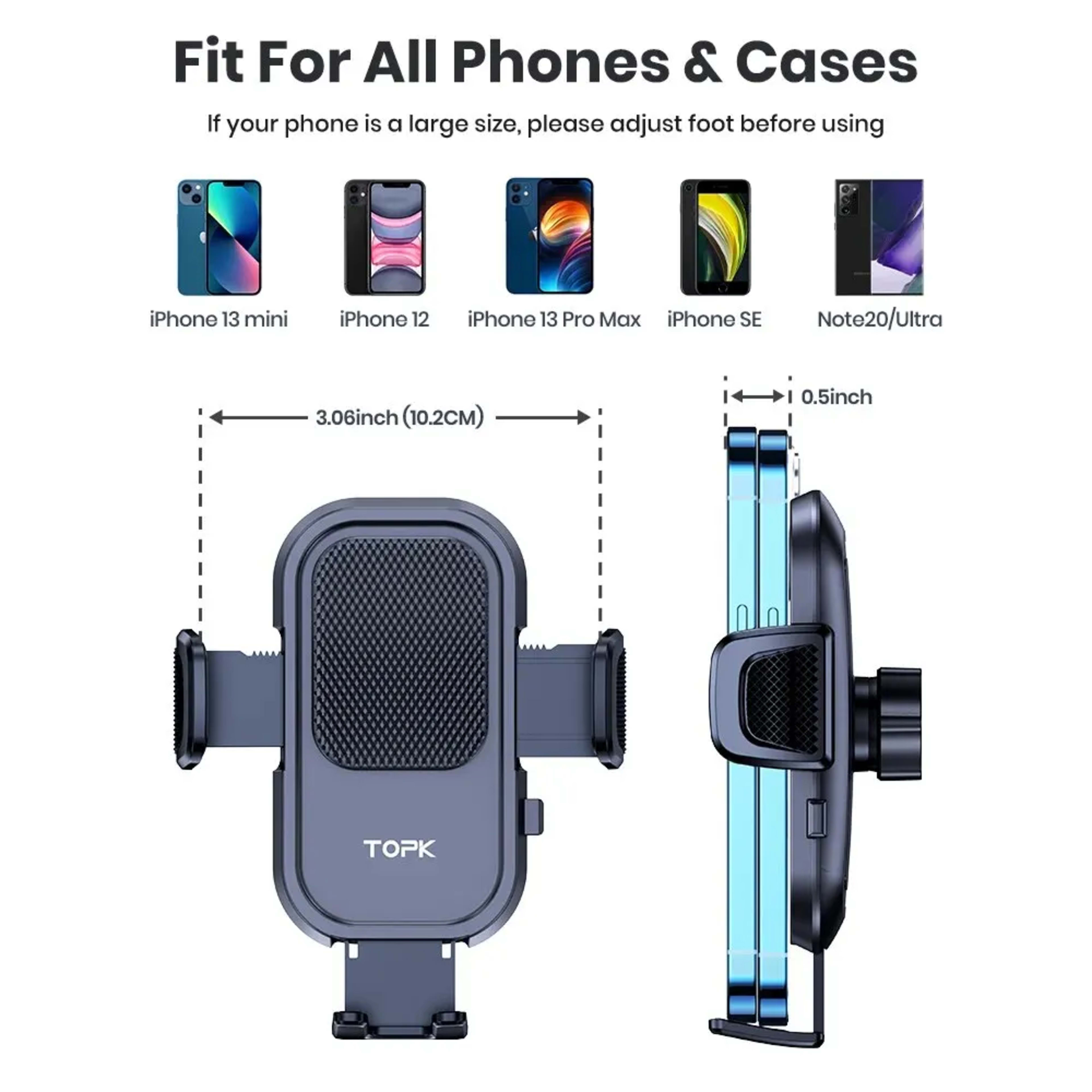 TOPK Car Phone Holder Mount for IPhone[Powerful Suction] Phone Mount for Car Dashboard Car Accessories Automobile for Sm 6