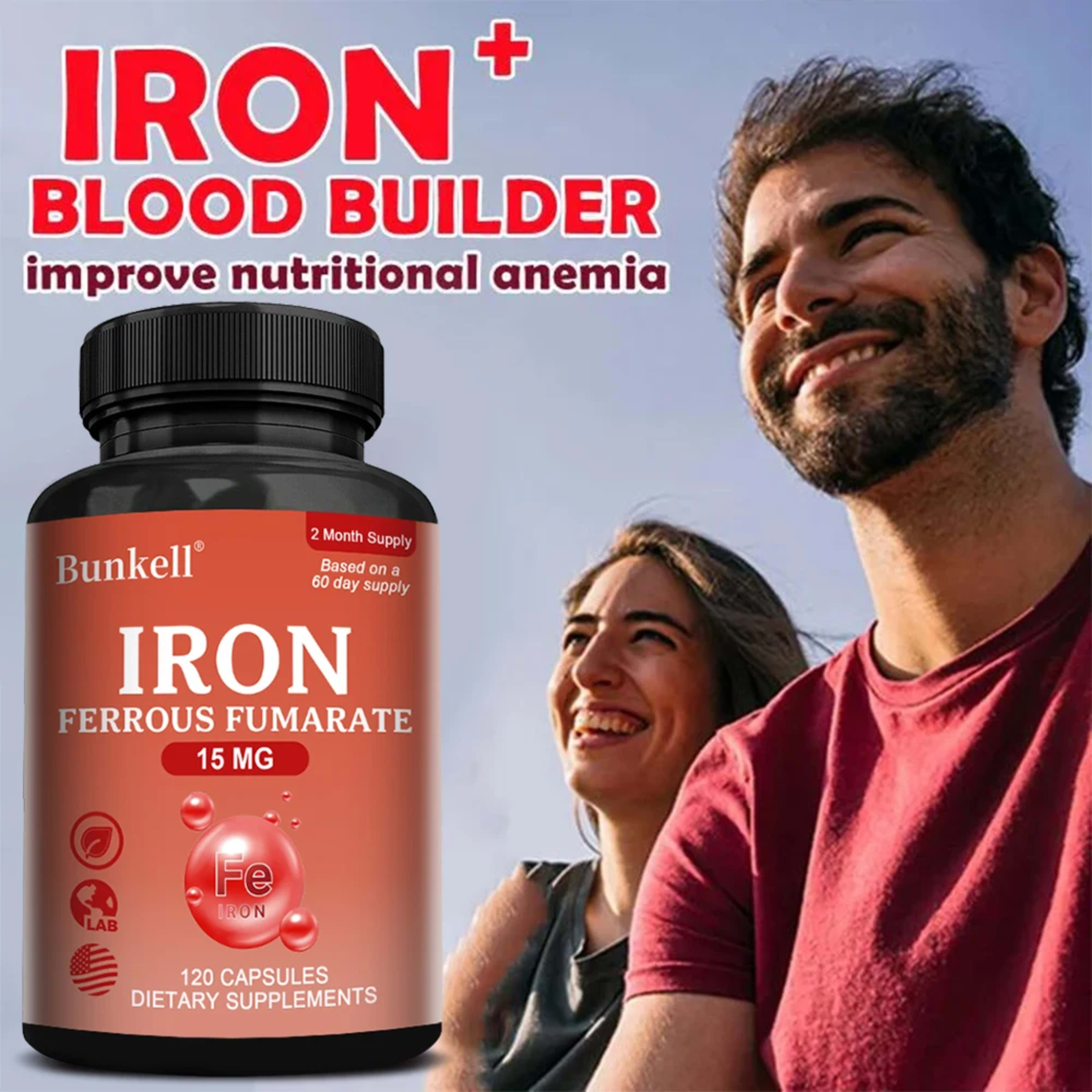 Iron Supplement - Boost Energy, Improve Concentration, Enhance Immune Function, Reduce Fatigue, Help Hemoglobin Balance, 3