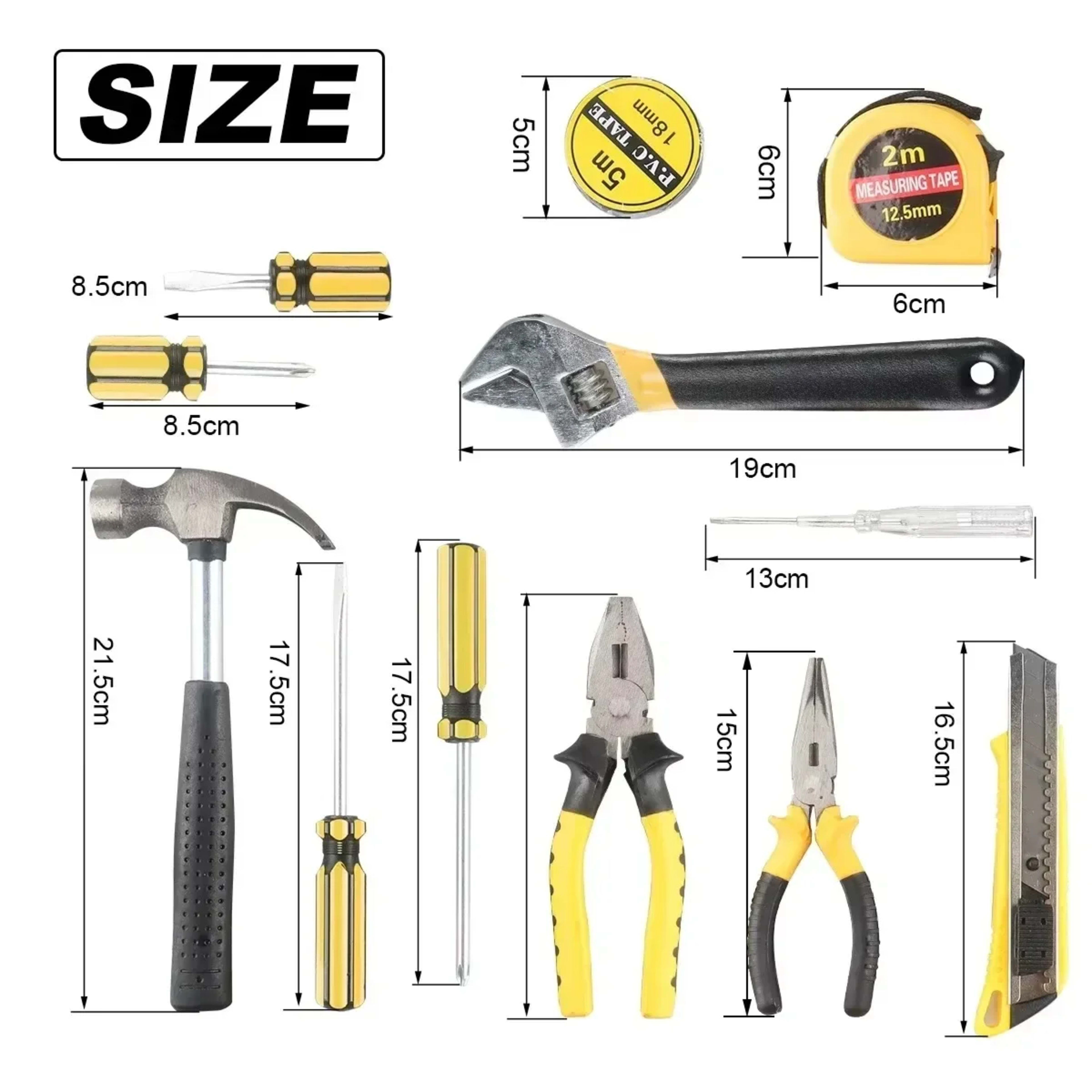 Tools Set General House Hold Hand Tool Kit with Plastic Toolbox Storage Case Used To Car Repair and Home Repair 3