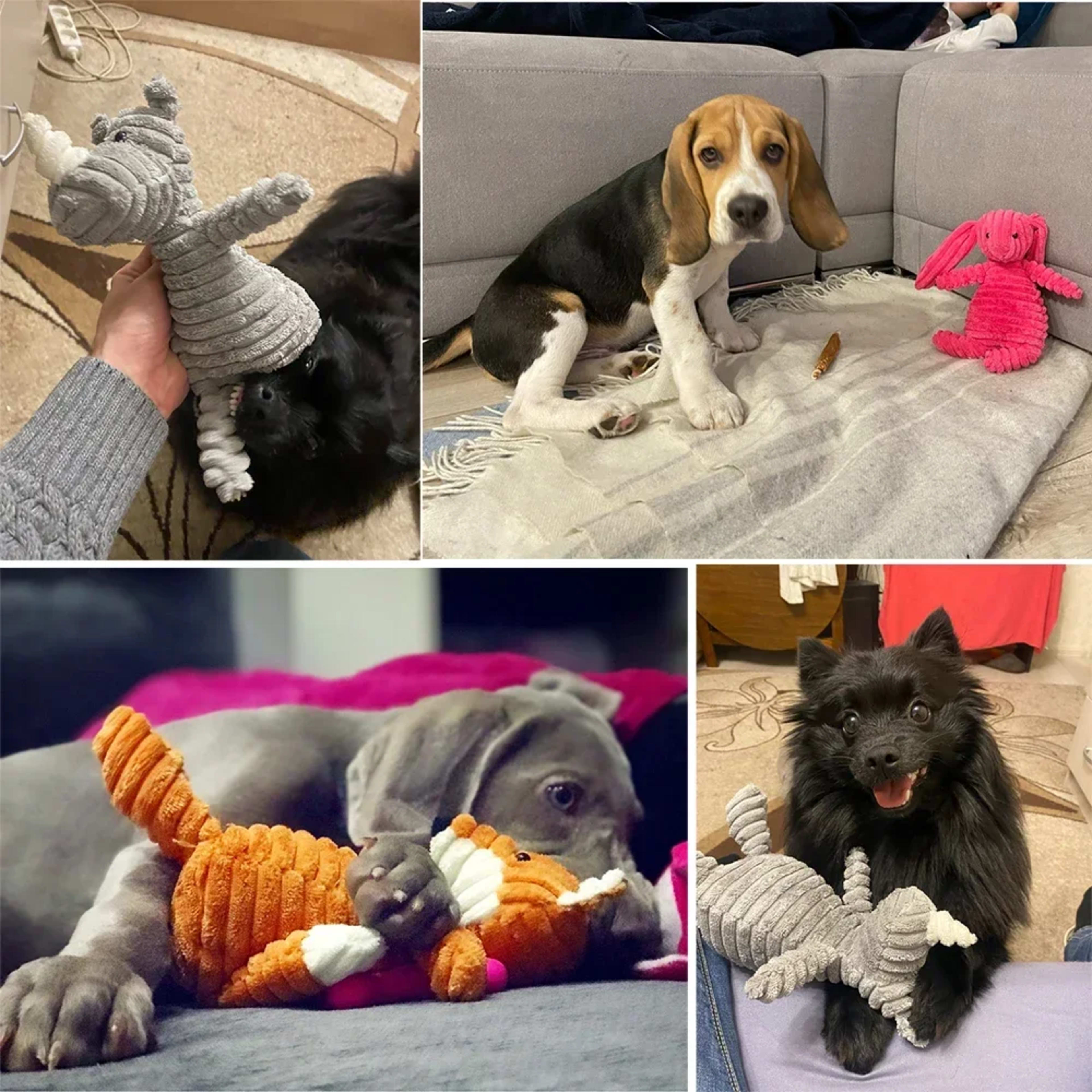 Plush Dog Toy Animals Shape Bite Resistant Squeaky Toys Corduroy Dog Toys for Small Large Dogs Puppy Pets Training Acces 6
