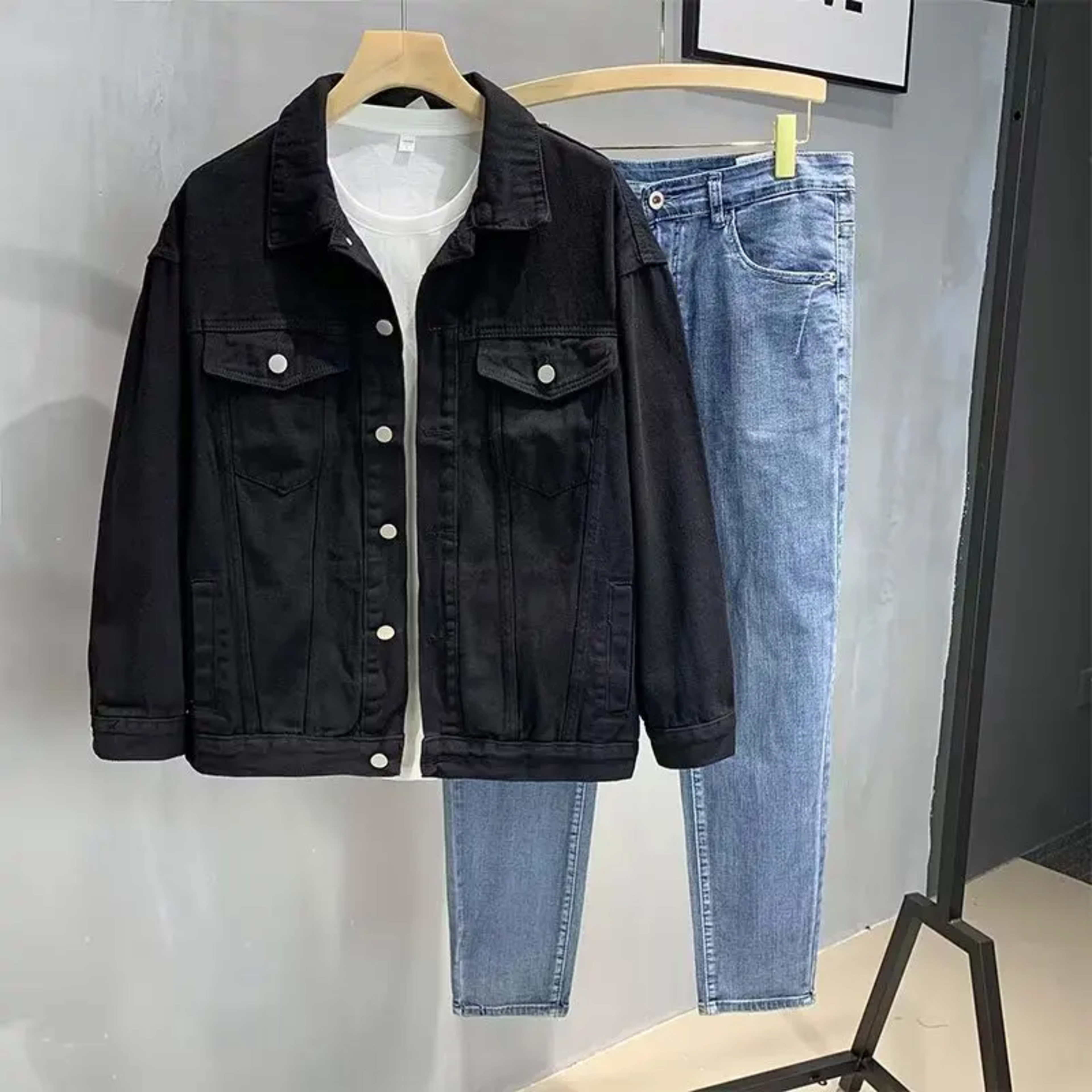 Stylish Pure White Denim Jacket for Men Retro Workwear Spring Autumn Versatile Fashionable Trendy Brand Youthful Long Sl 3