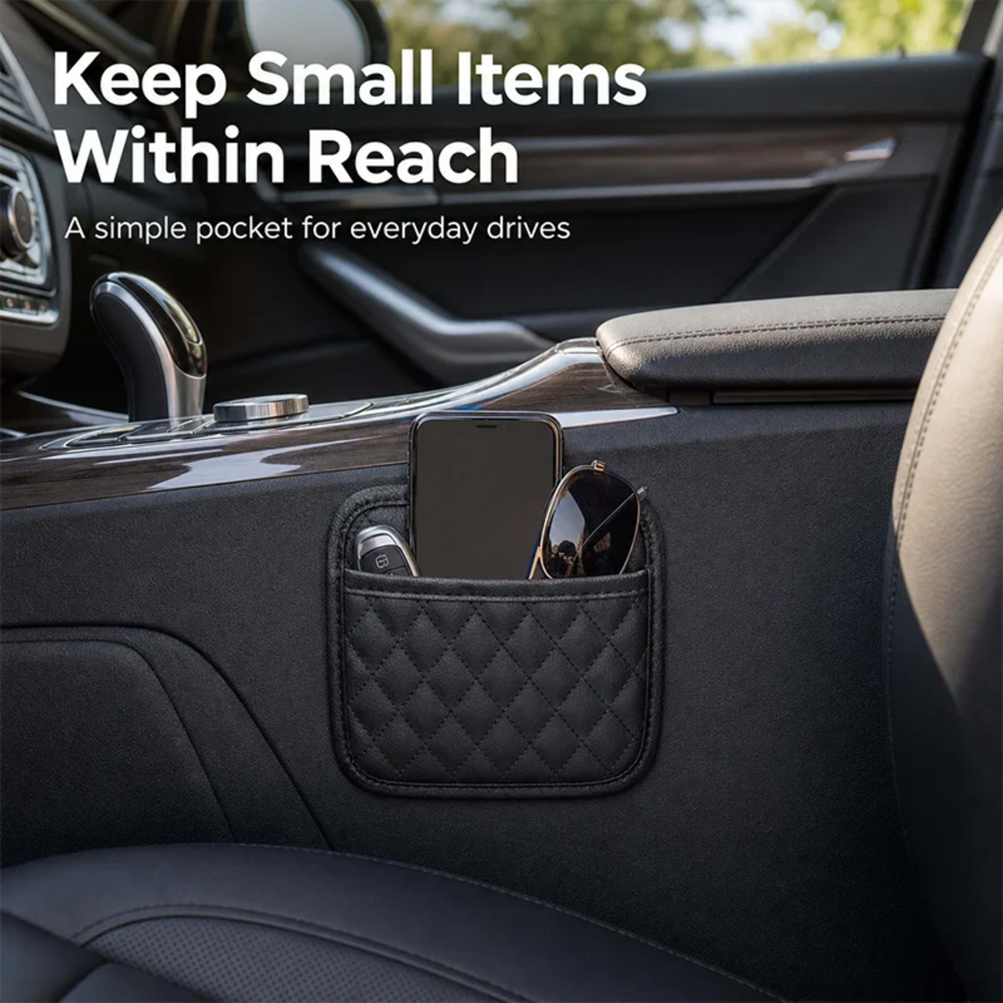 CAR ACCESSORIES MEN - 1 PIECE PU LEATHER CAR SEAT ORGANISER, MOBILE PHONE SUNGLASSES STORAGE, WATERPROOF DOCUMENT HOLDER 3
