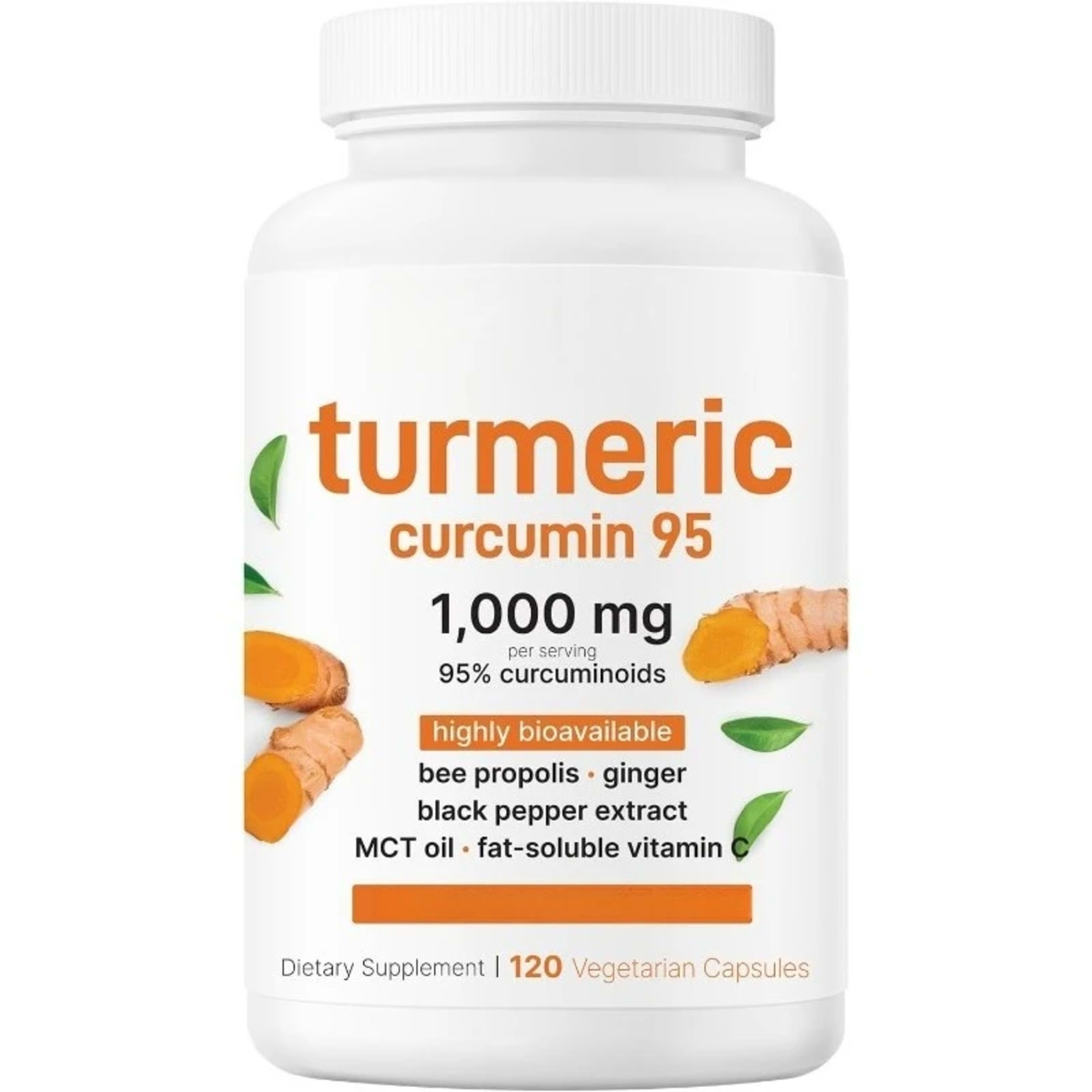 Turmeric Curcumin Supplement 1,000mg–95% Curcuminoids with Black Pepper & Ginger–Supports Joint & Antioxidant Health 120