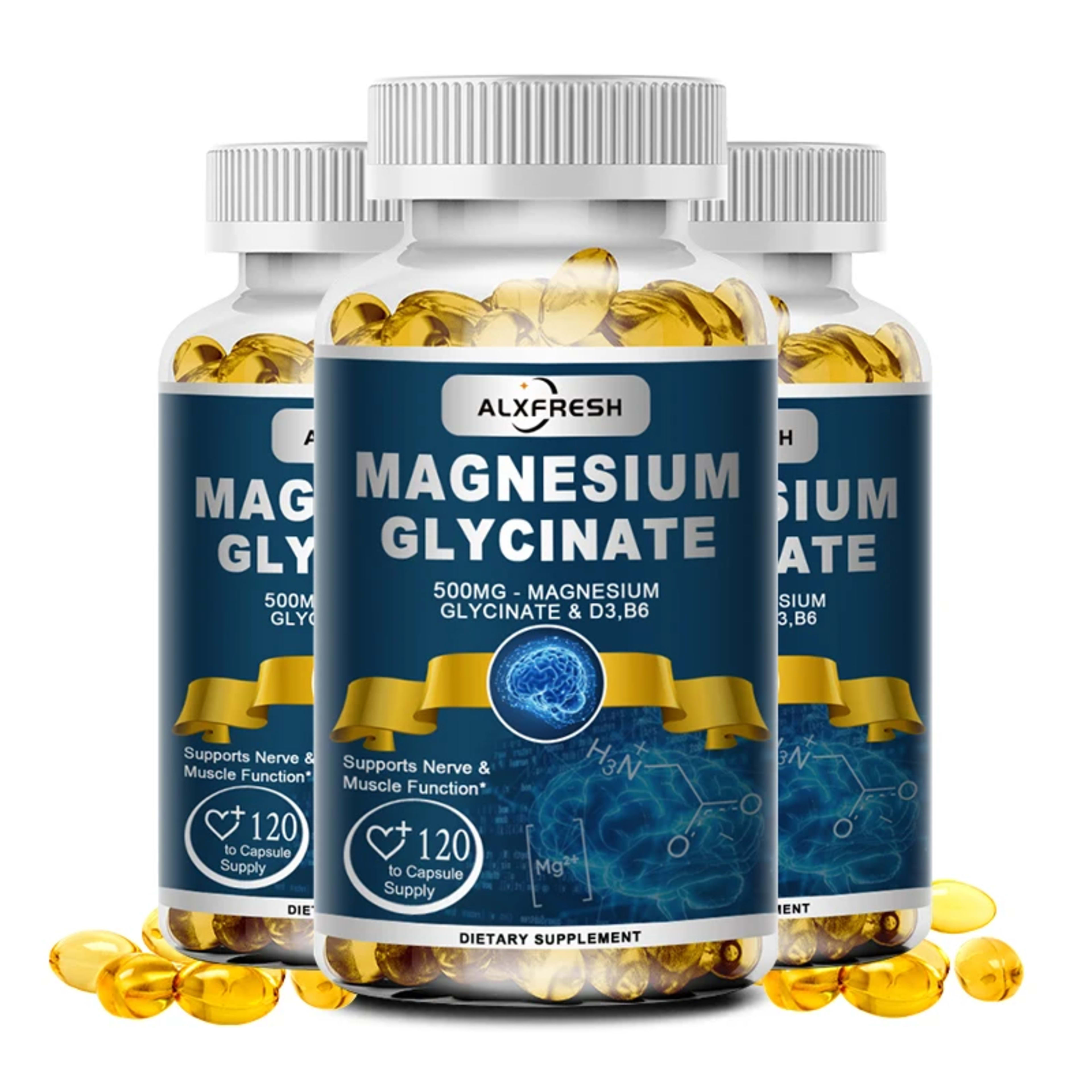 Magnesium Glycinate Supplement Zinc,Vitamin D3 B6, Support Muscle & Nervous, Immune System Tiredness Health 9