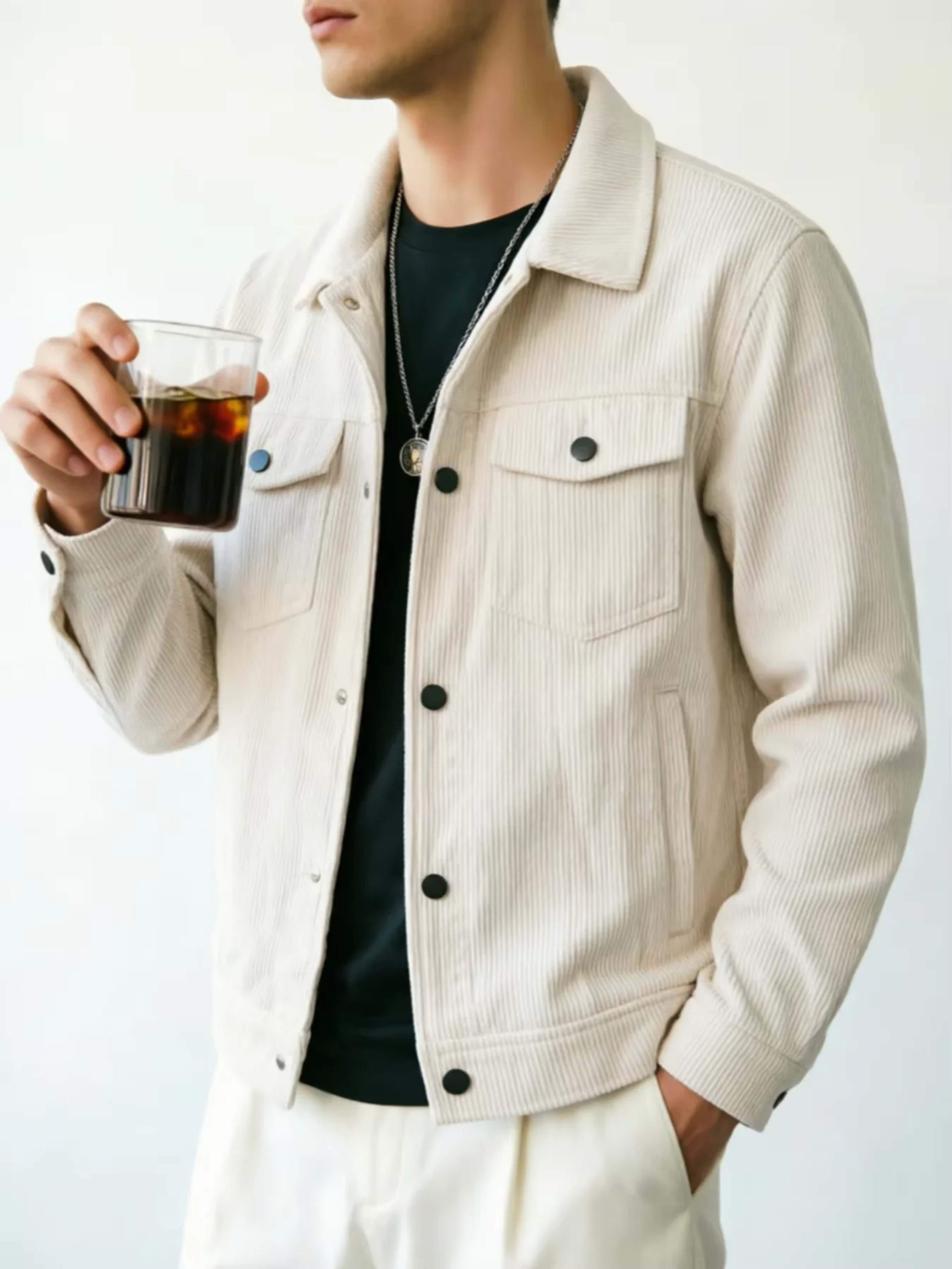 Men's Corduroy Jacket: Classic Collar Design, Multiple Colors Available, Loose Fit Comfortable and Versatile 5