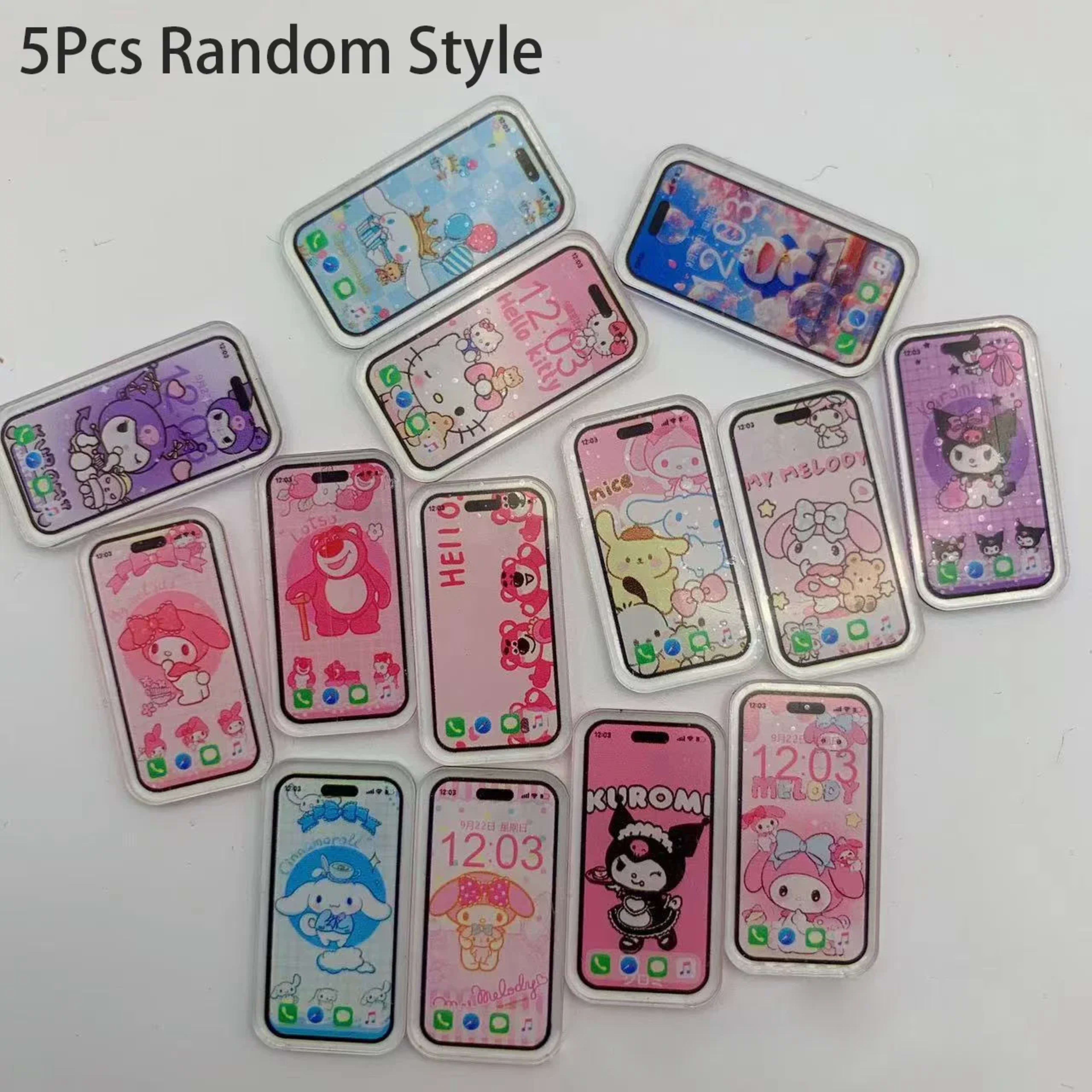 5Pcs 1:12 Dollhouse Miniature Mobile Phone Fashionable and compact Simulation Smartphone Model Kids Pretend Play Accesso