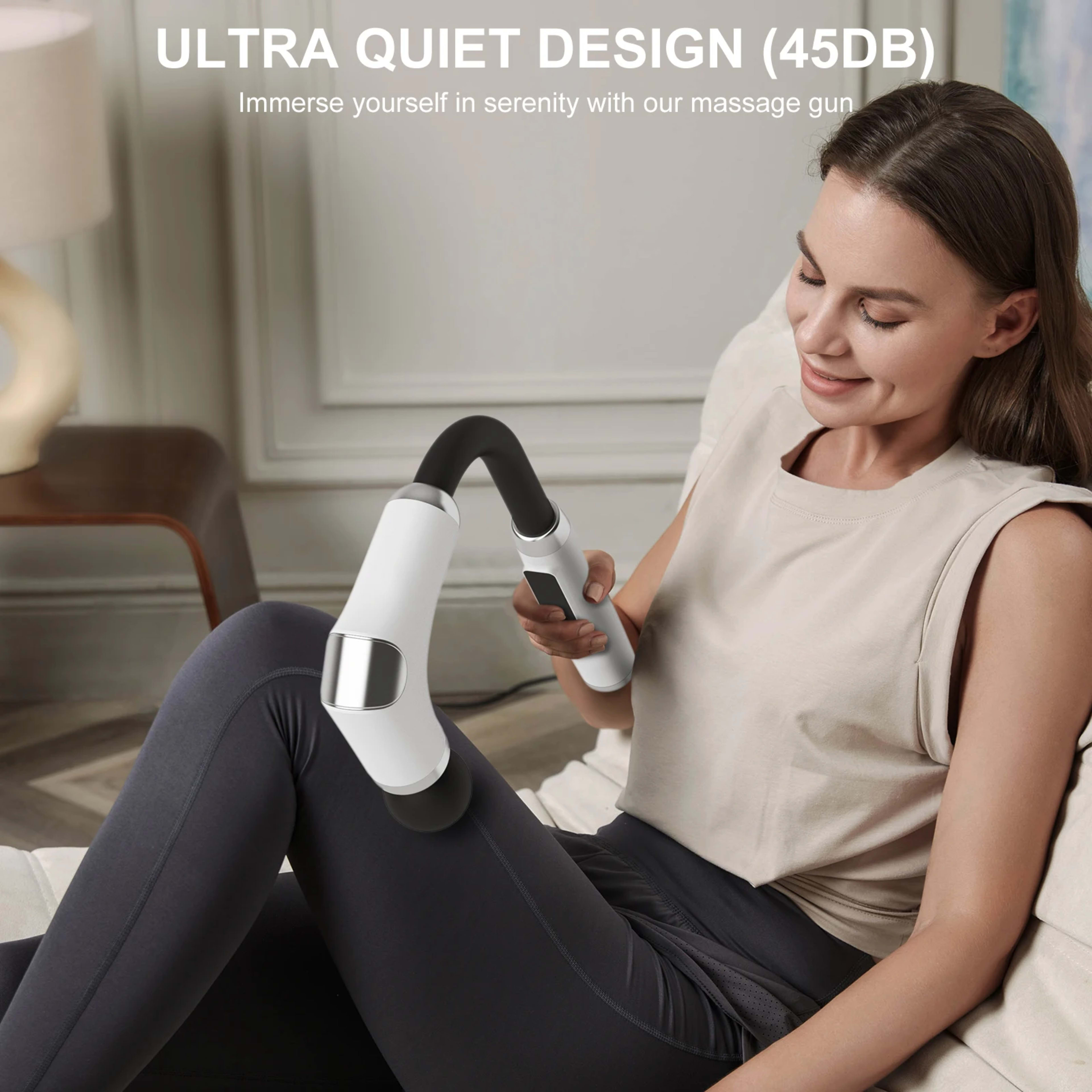 Home Massage Gun With A Long Handle Curved Head Cervical Spine Lumbar Back Legs Multi-functional Fascia Gun For Relaxing 6