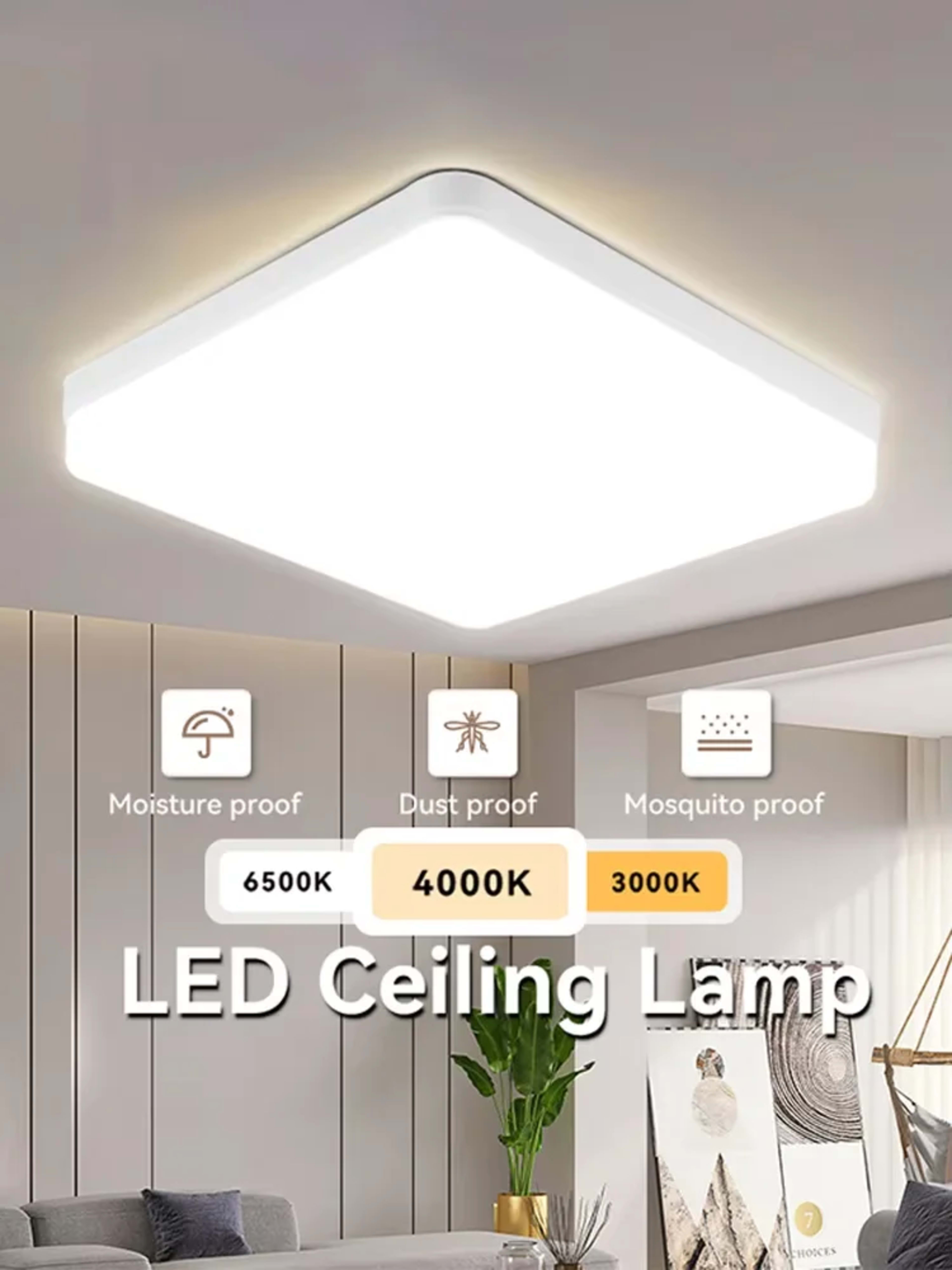 LED Ceiling Light Fixture 18/24/36/48W Dimmable Flush Mount Modern Home Lamp for Bedroom Living Room Kitchen Hallway Ult