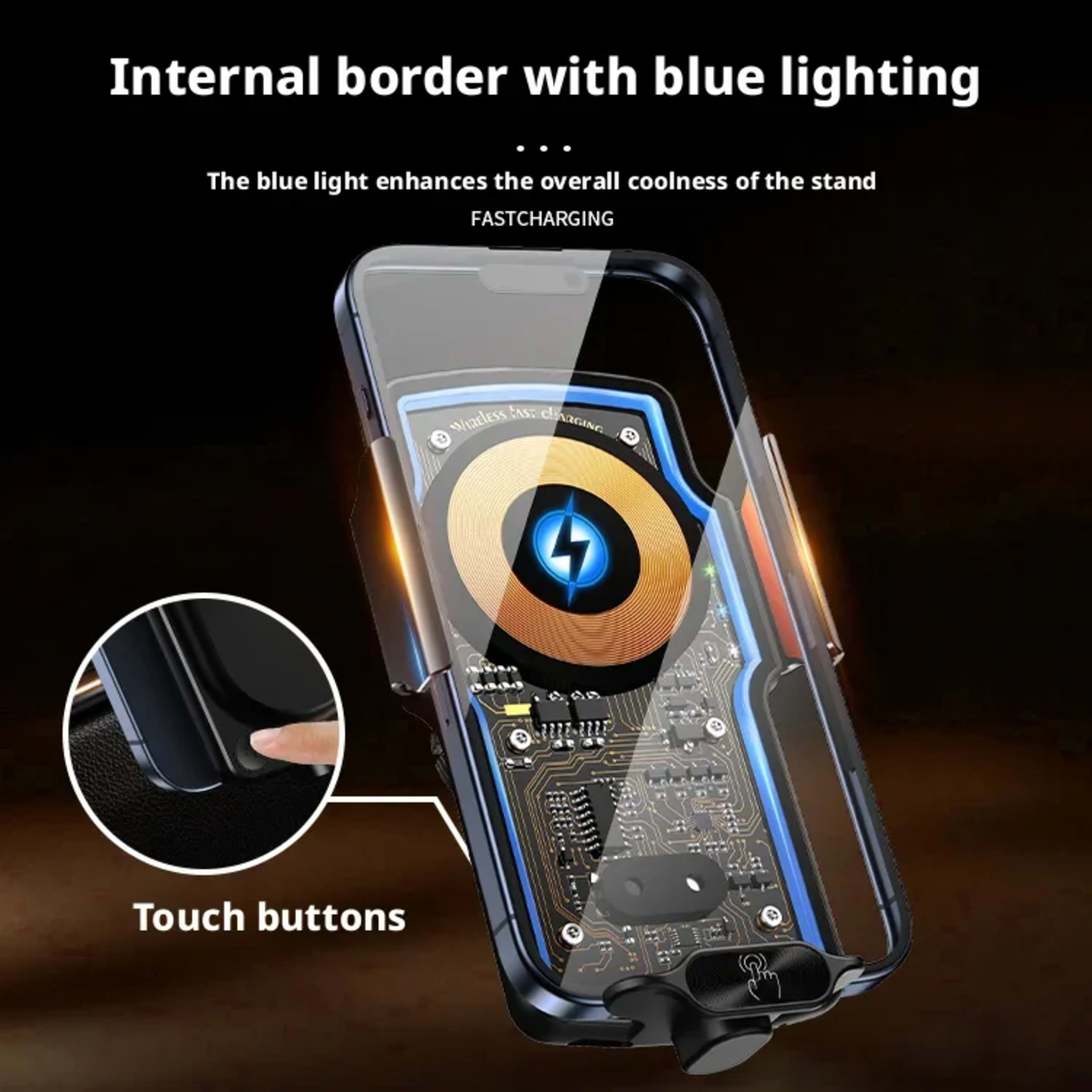car accessories interior mounts phone holder support for cell phone bracket 15w wireless charging Transparent Technology 2