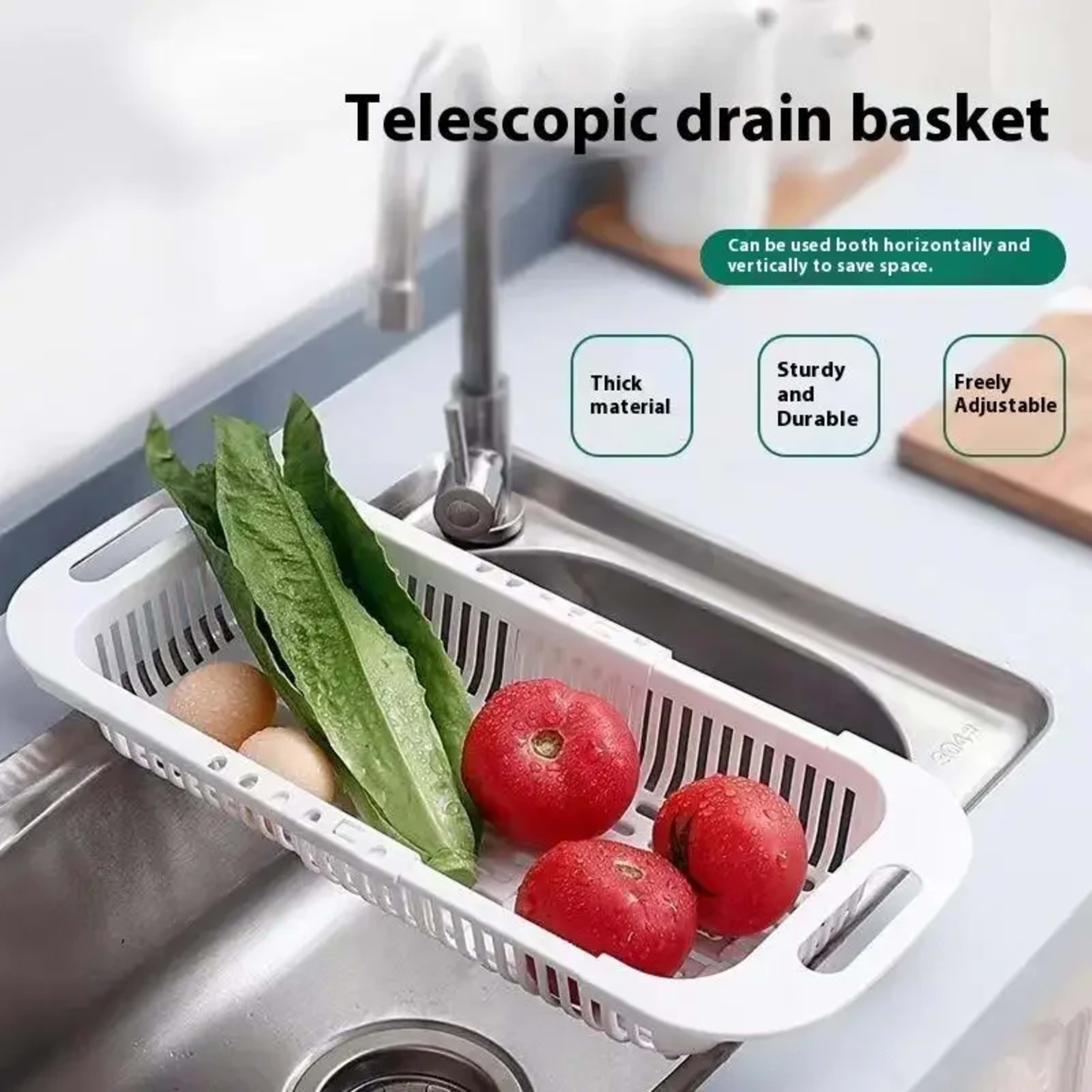 Kitchen Organizer Soap Sponge Holder Sink Rack Telescopic Drain Rack Adjustable Vegetable Drain Basket Kitchen Organizer 3