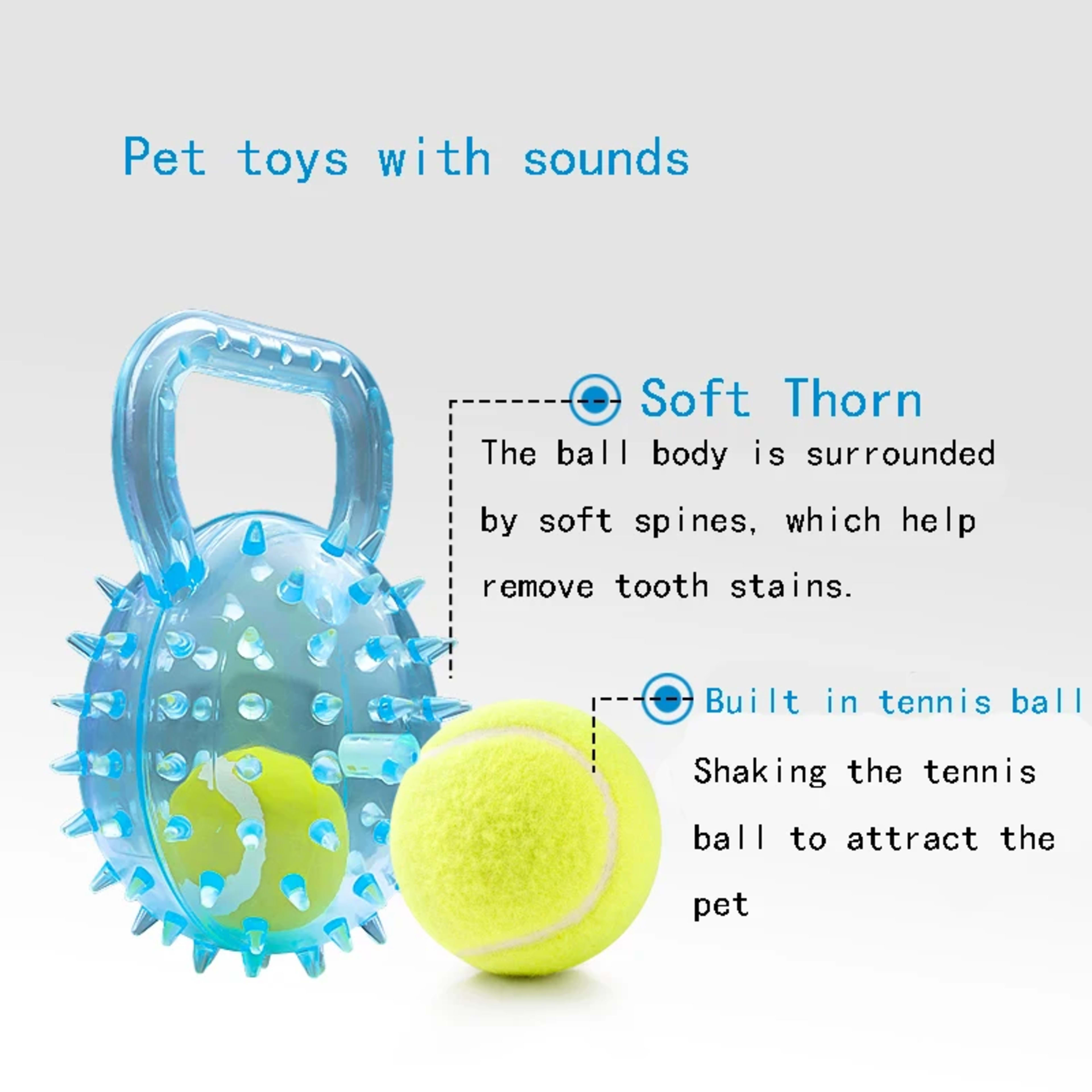 Pet dog toy with Football and Soft Thorn, made of soft rubber, suitable for large, medium and small dogs. 5