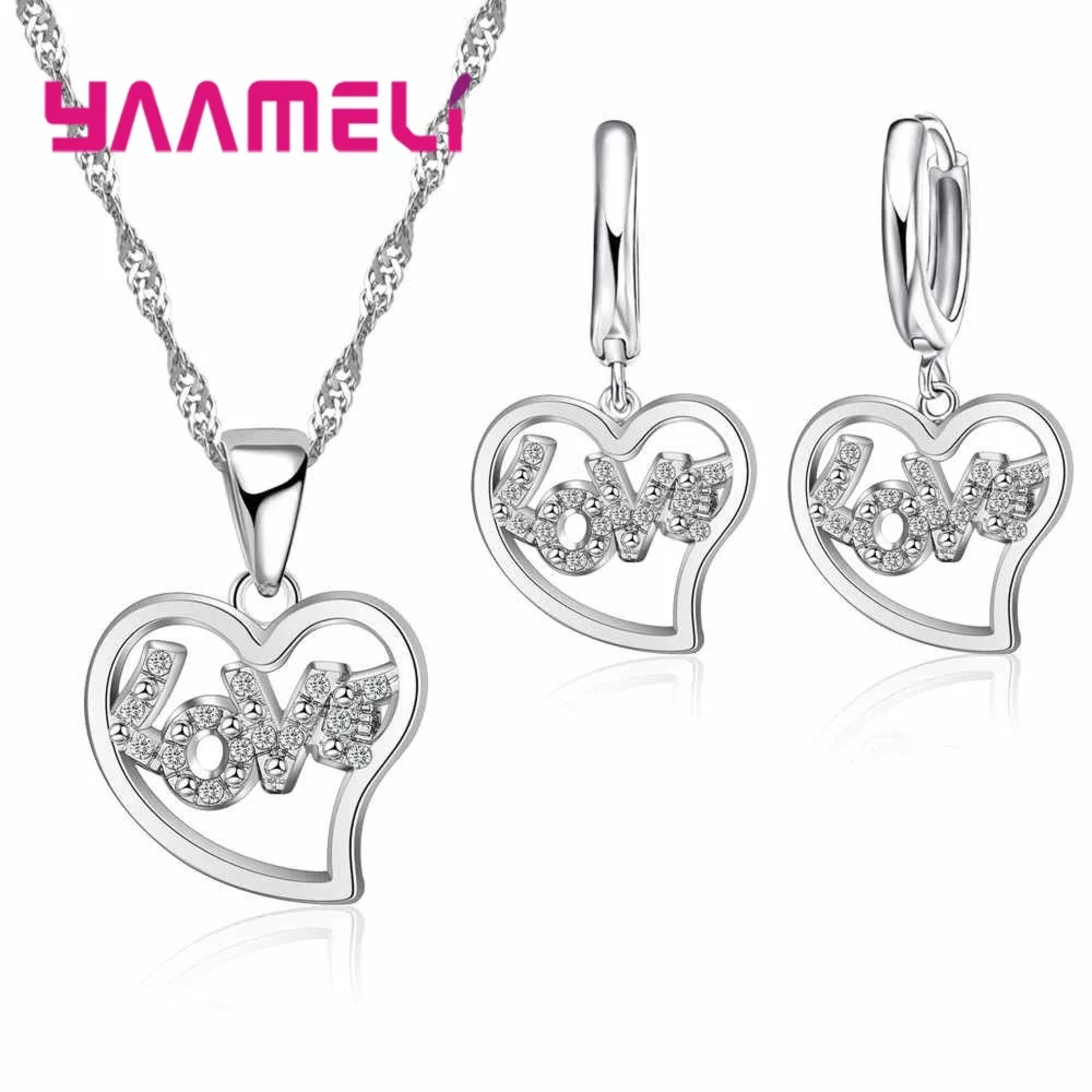 Trendy Jewelry Accessory Real 925 Sterling Silver Pendants Necklaces /Earrings Engagement Women Jewelry Sets 2
