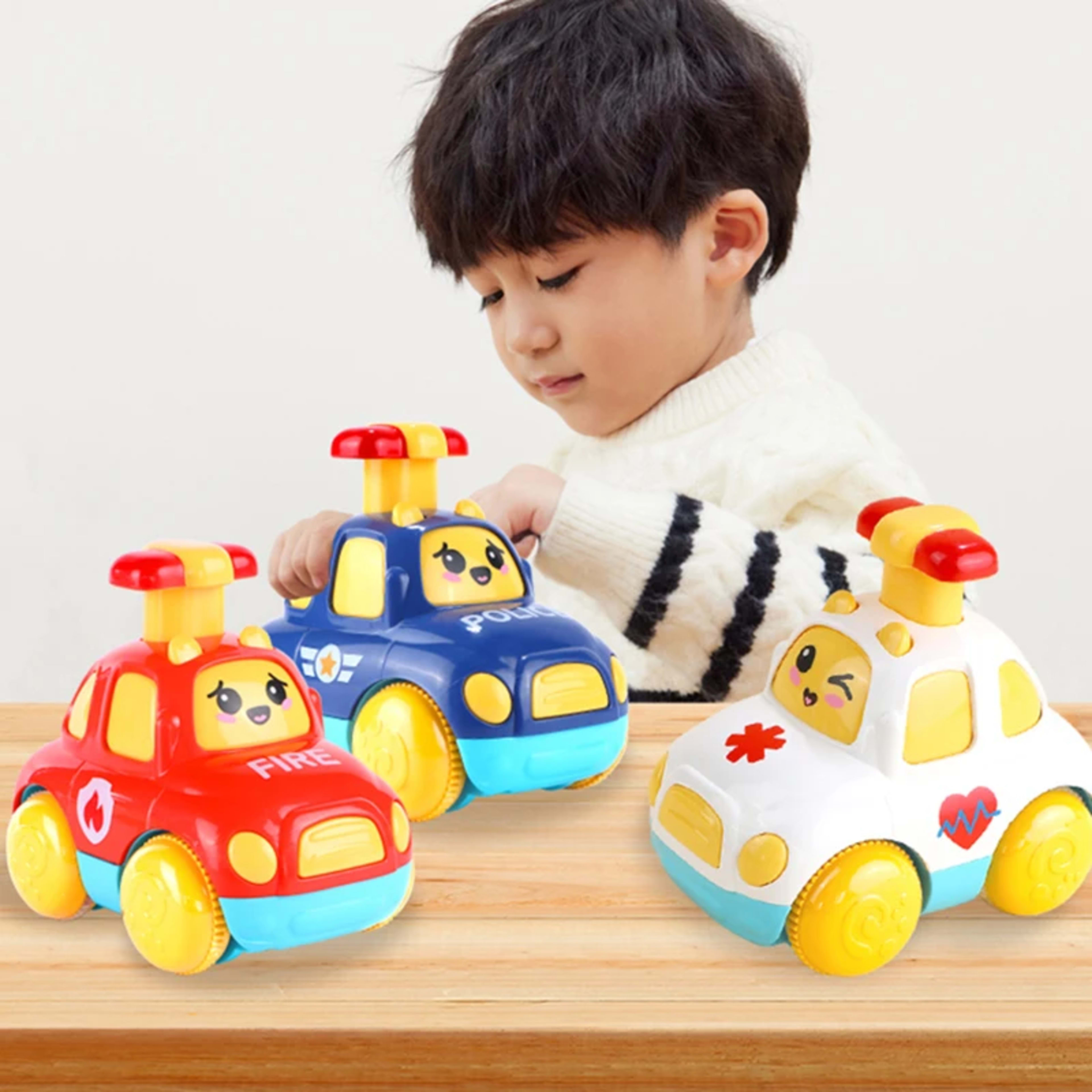 Kids Toys Cars Cartoon Press Inertia Car Toy Fire Engine Ambulance Cars Models Montessori Baby Toys for Boys Girls 1 to  3