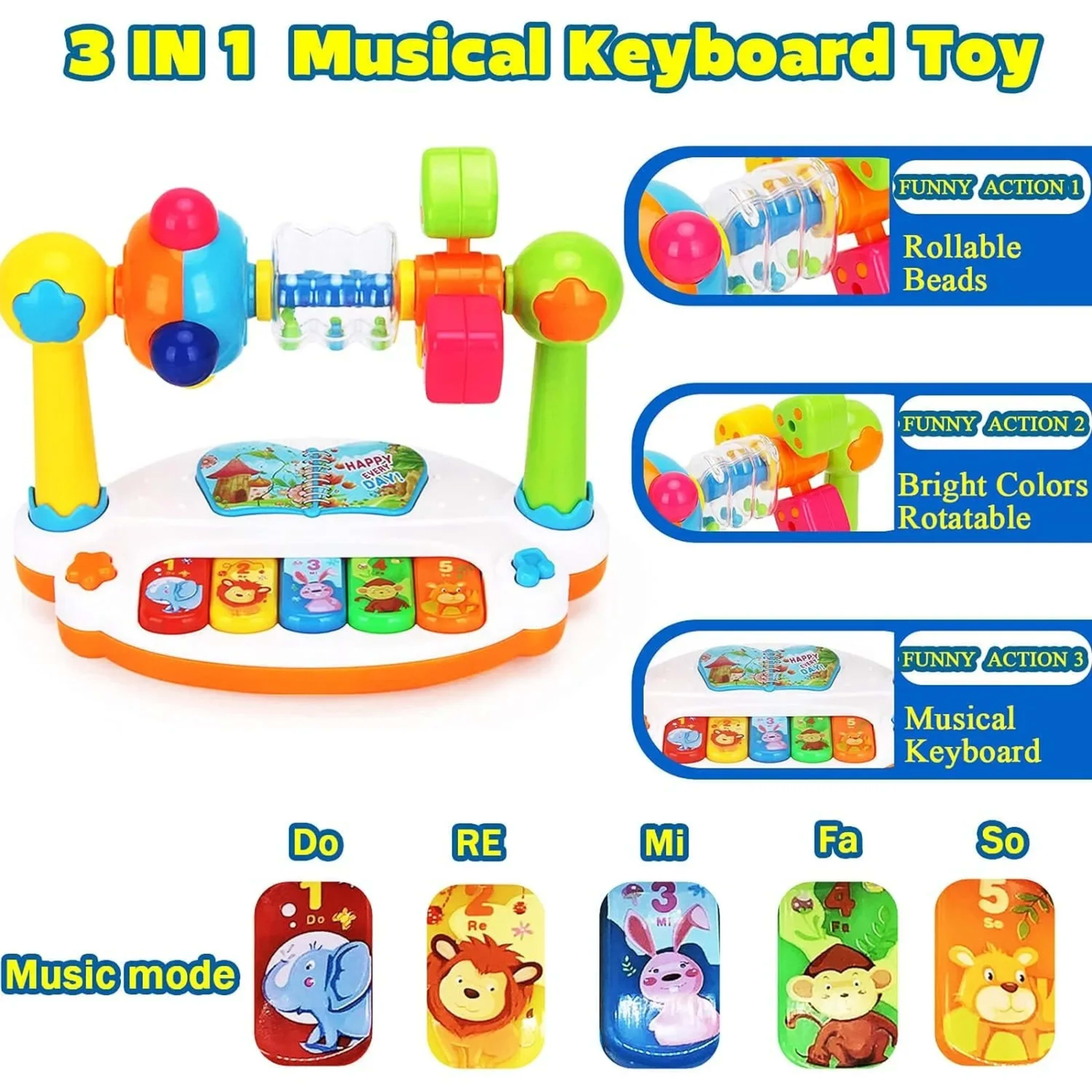 Baby Piano Toys Kids Rotating Music Keyboard Light Sound, Musical Toy for Toddlers,Early Educational Music Toy Gift Rand 5
