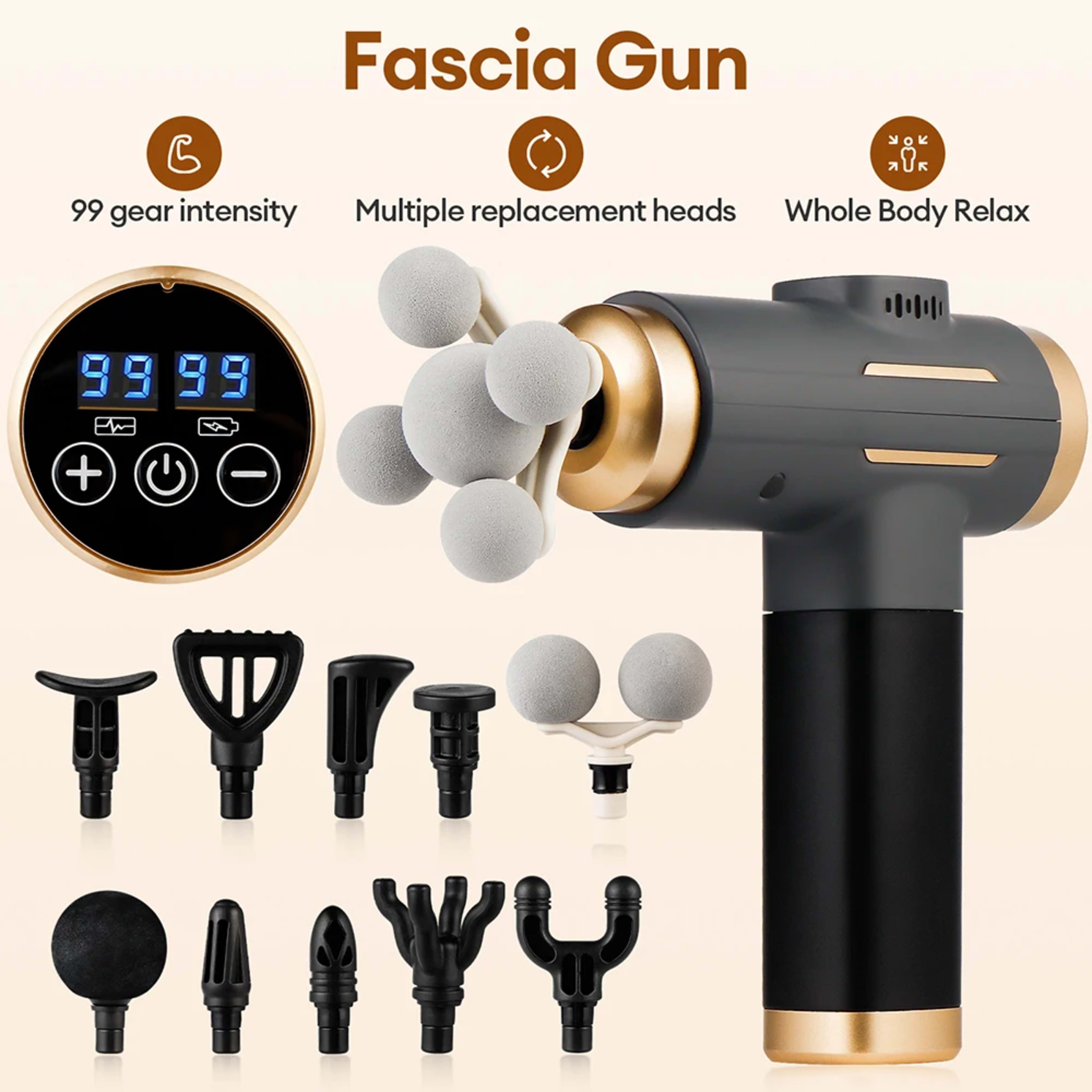 11-IN-1 Electric Massage Gun 99 Level Powerful Fascia Gun High-Frequency Vibration Body Massage Gun Arms Leg Muscle masa 1