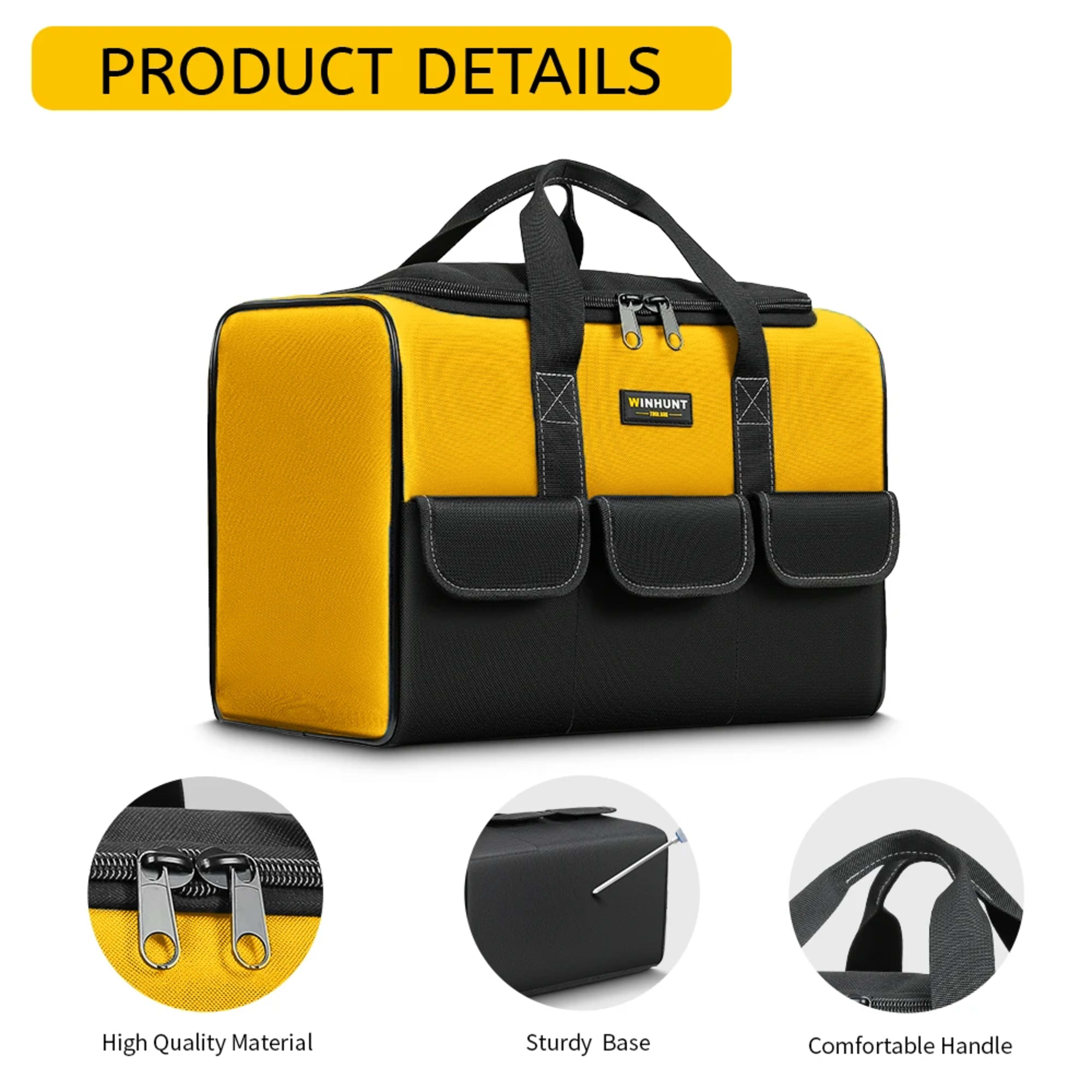 17 Inch Tool Bag, Large Tool Bag with 6 Exterior Pockets Electrician Tool Bag, for DIY Enthusiasts and Craftsmen 4