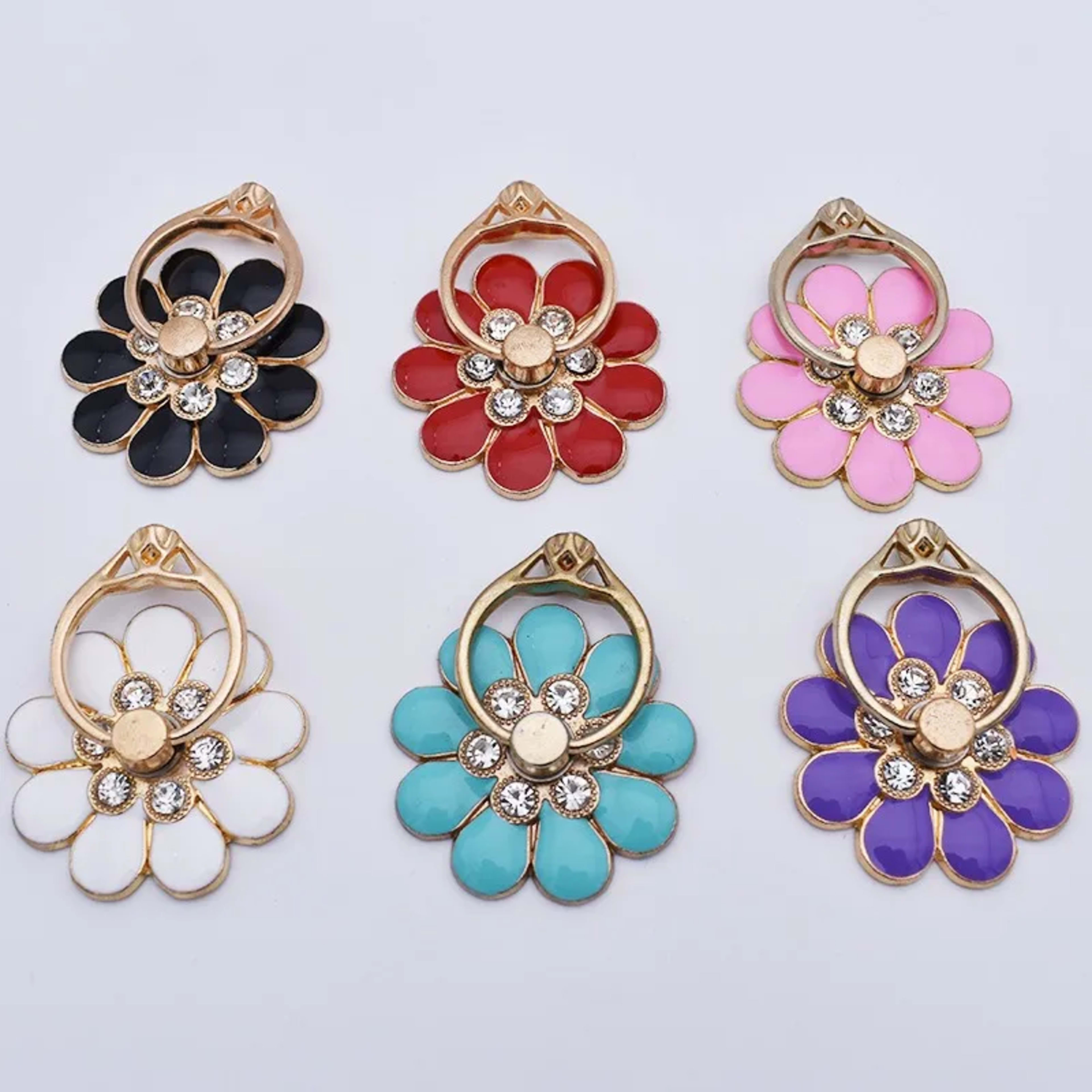 Mobile Phone Case Accessories Alloy Flower Phone Holder Creative Metal Ring Buckle Mobile Phone Decoration DIY Back Stic 6